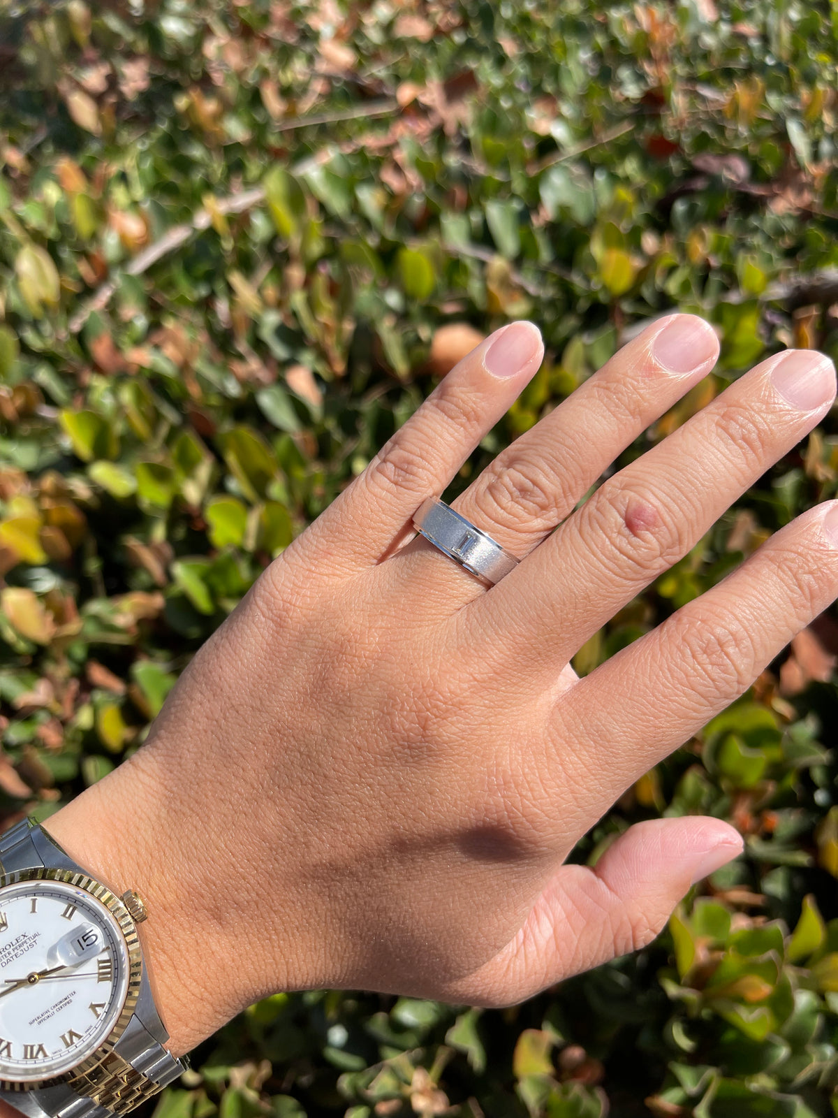 0.15ct Brushed Single Bezel Emerald Cut Diamond Wedding Band 14K Gold MR022