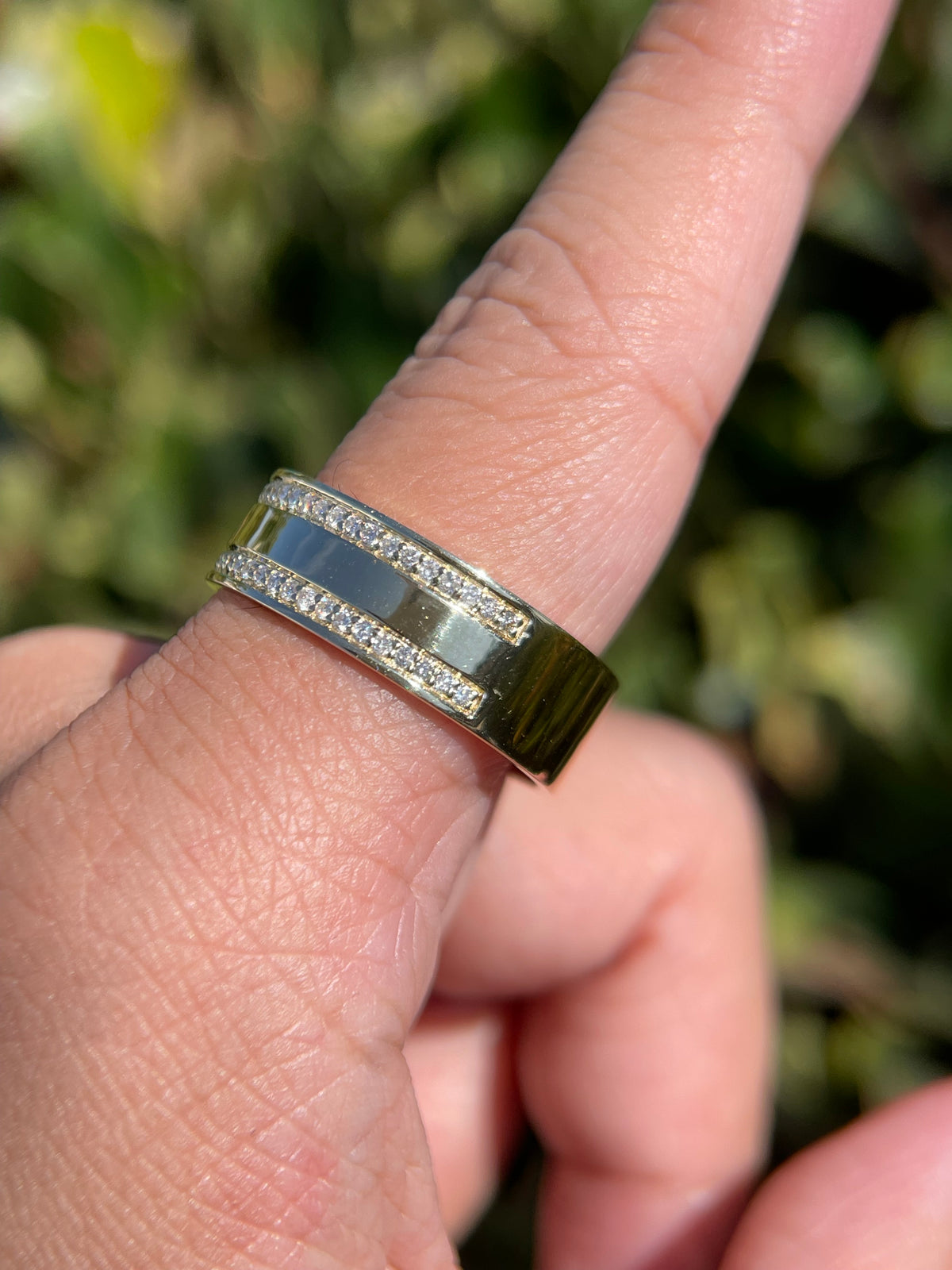 Men's 0.45ct Kobe & Gigi Double Row Diamond Wedding Band 14K Gold MR010