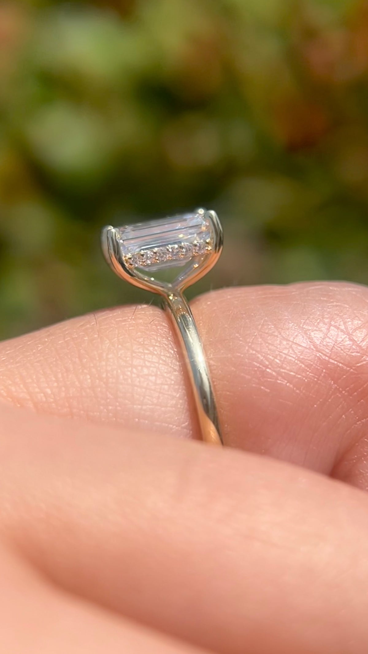 Evie Hidden Halo 2.16ct E-VS1 Emerald Cut Lab Grown Diamond Engagement Ring 14K Gold