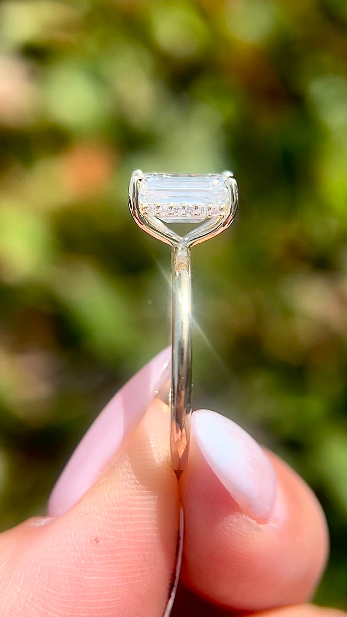 Evie Hidden Halo 2.16ct E-VS1 Emerald Cut Lab Grown Diamond Engagement Ring 14K Gold