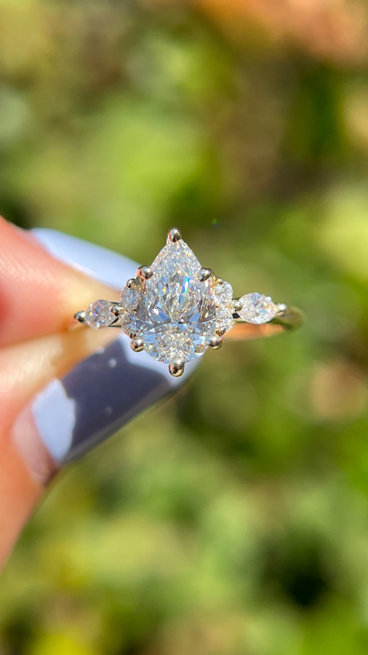 Mia 1.38ct F-VS1 Pear Cut Lab Grown Diamond Engagement Ring 14K Gold