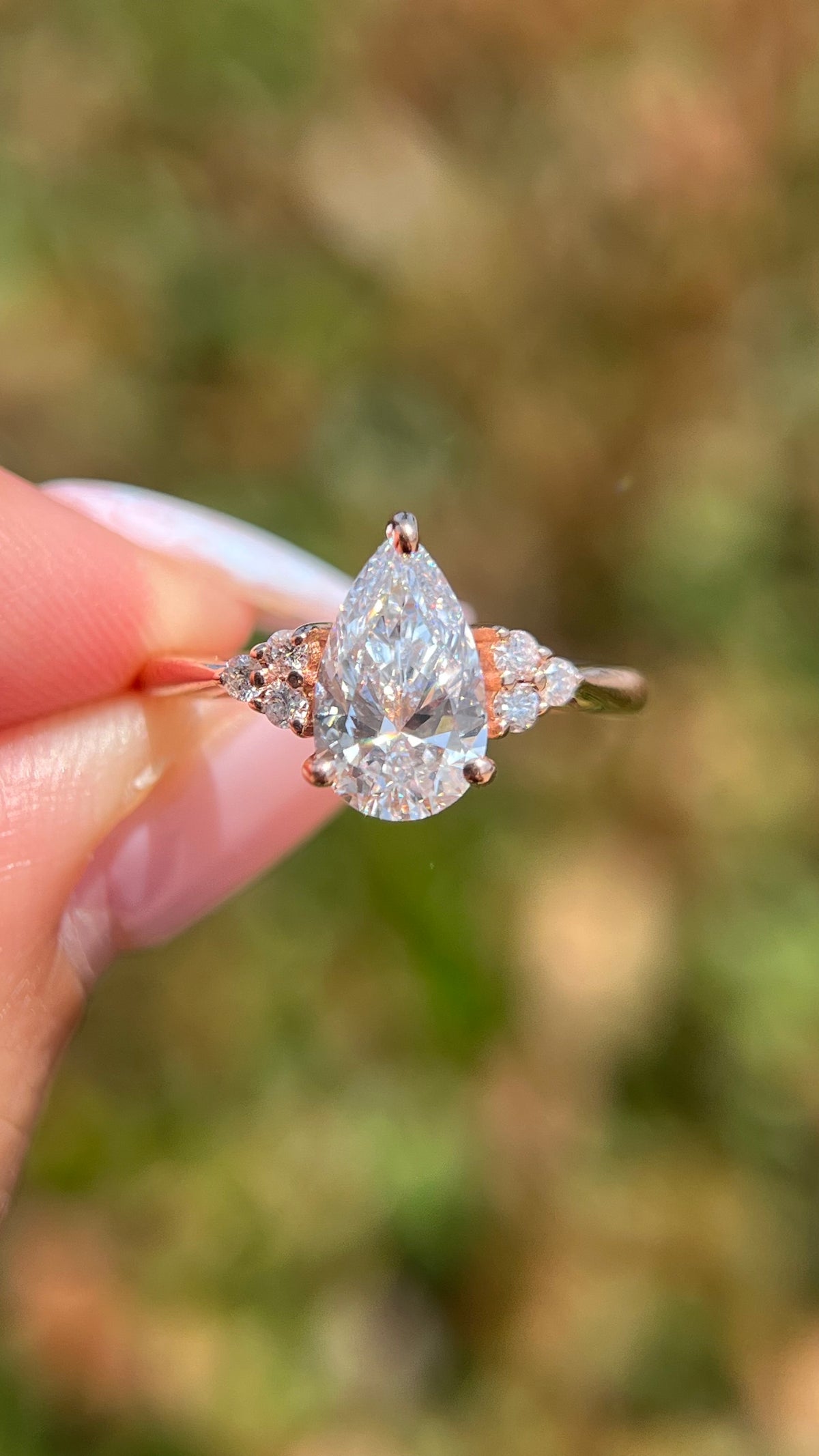 Traci 2.09ct F-VS1 Pear Cut Lab Grown Diamond Engagement Ring 14K Gold