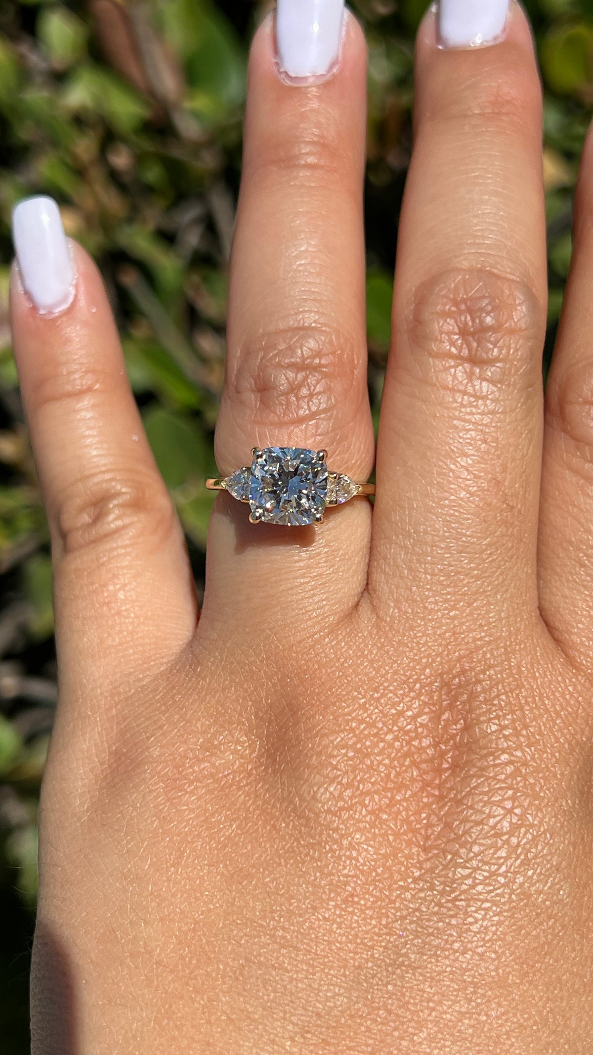 Pam 2.88ct F-VS1 Cushion Cut Lab Grown Diamond Engagement Ring 14K Gold