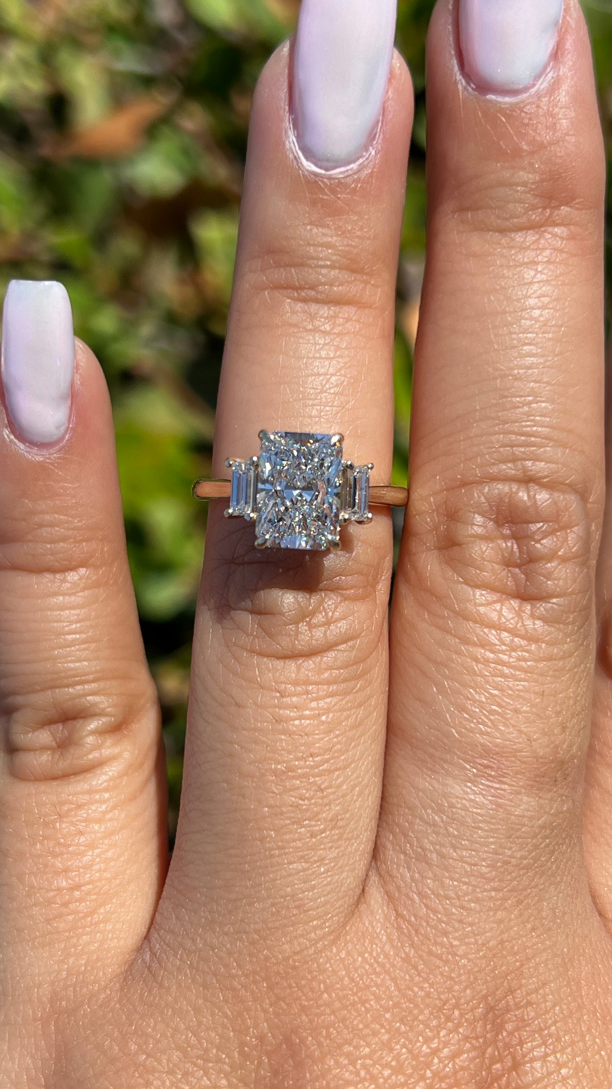 Amy 2.57ct E-VS1 Radiant Cut Lab Grown Diamond Engagement Ring 14K Gold