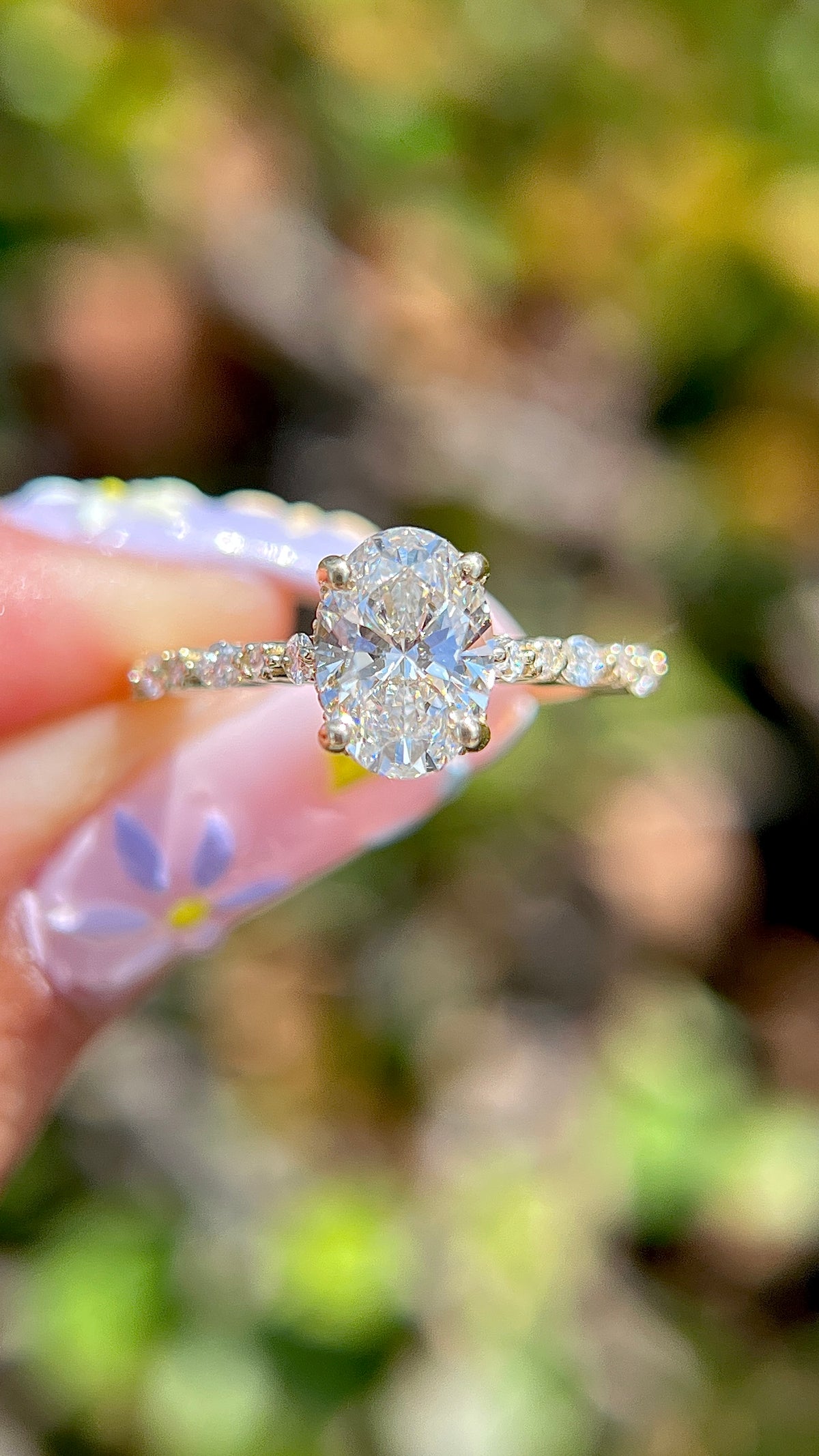 Mina 1.34ct F-VS1 Oval Cut Lab Grown Diamond Engagement Ring 14K Gold