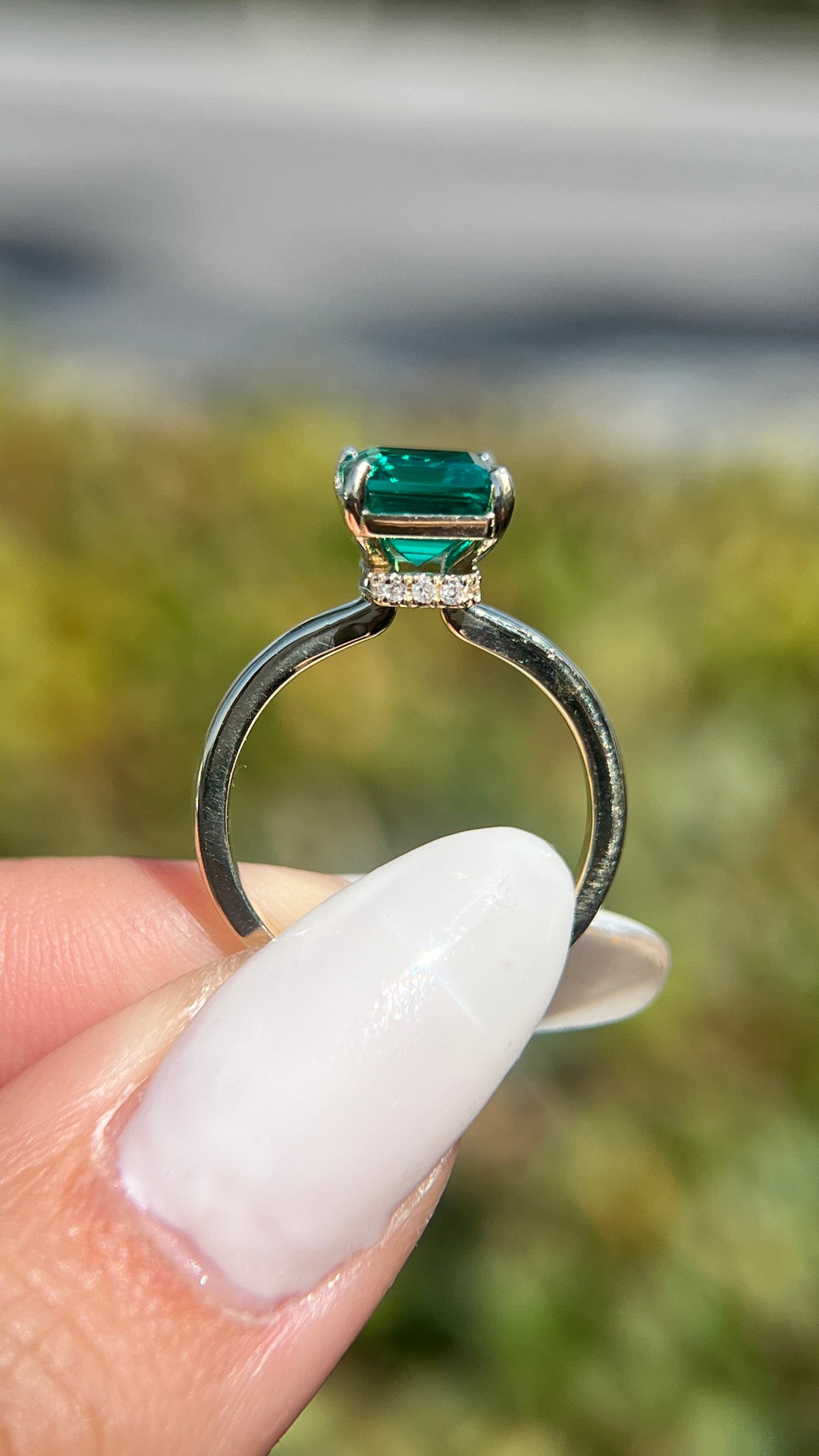 Sophi 2.00ct Chatham Emerald Lab Grown Engagement Ring 14K Gold