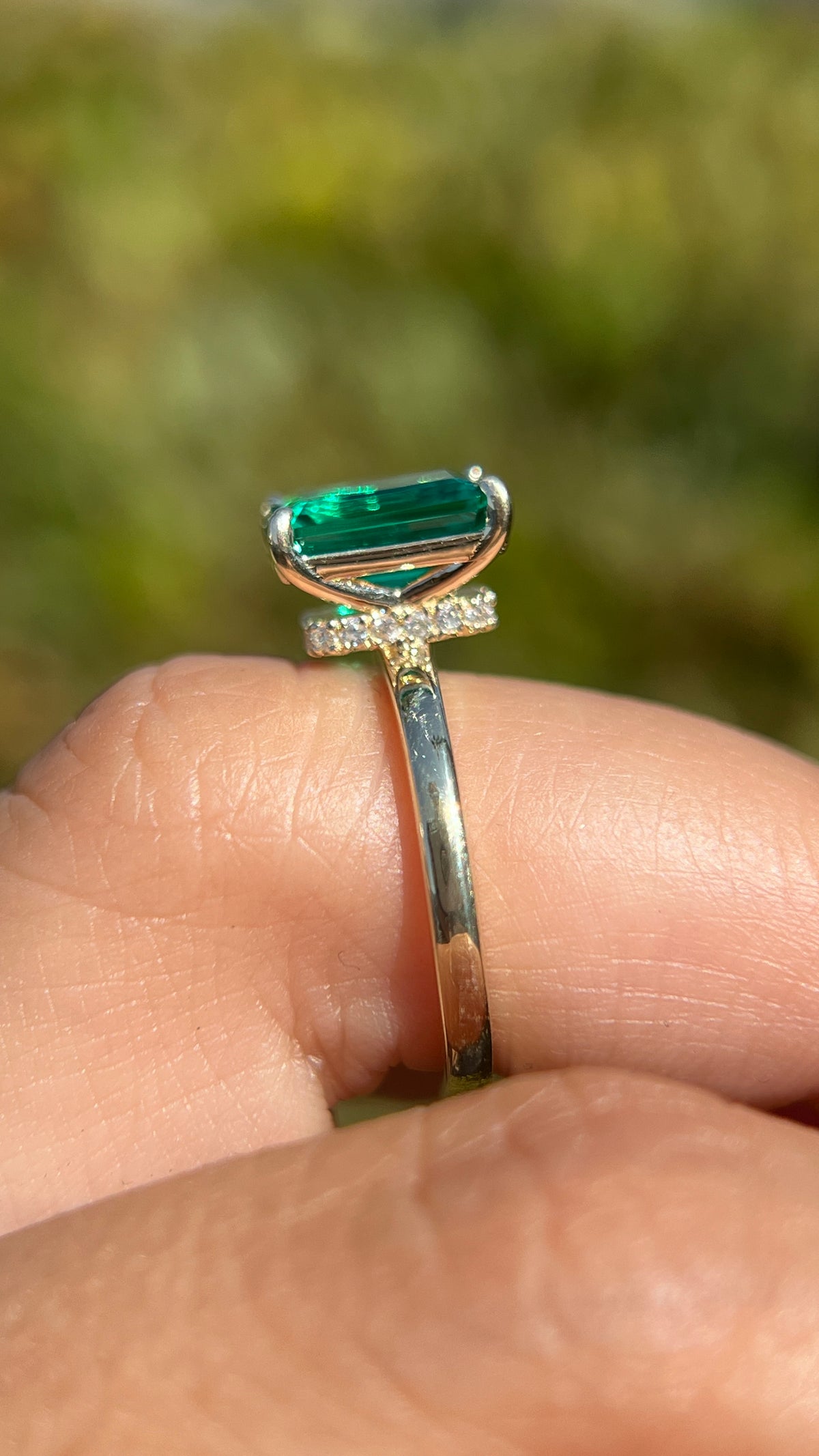 Sophi 2.00ct Chatham Emerald Lab Grown Engagement Ring 14K Gold