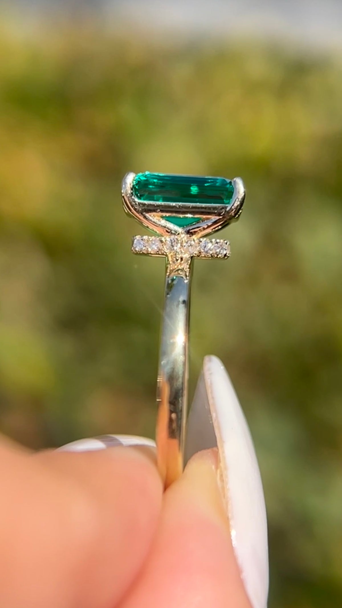 Sophi 2.00ct Chatham Emerald Lab Grown Engagement Ring 14K Gold