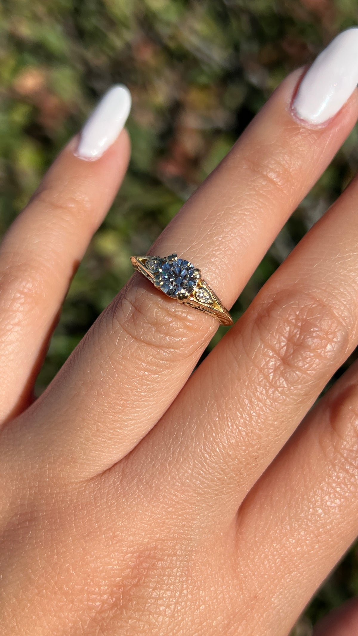 Rose 0.70ct E-SI1 Round Cut Lab Grown Diamond Engagement Ring 14K Gold