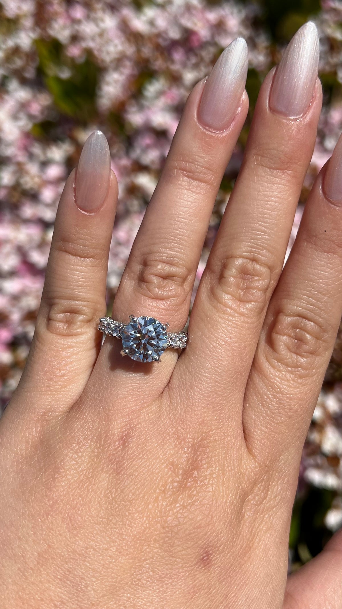 Christi 3.87ct E-VS1 Round Cut Lab Grown Diamond Engagement Ring 14K Gold