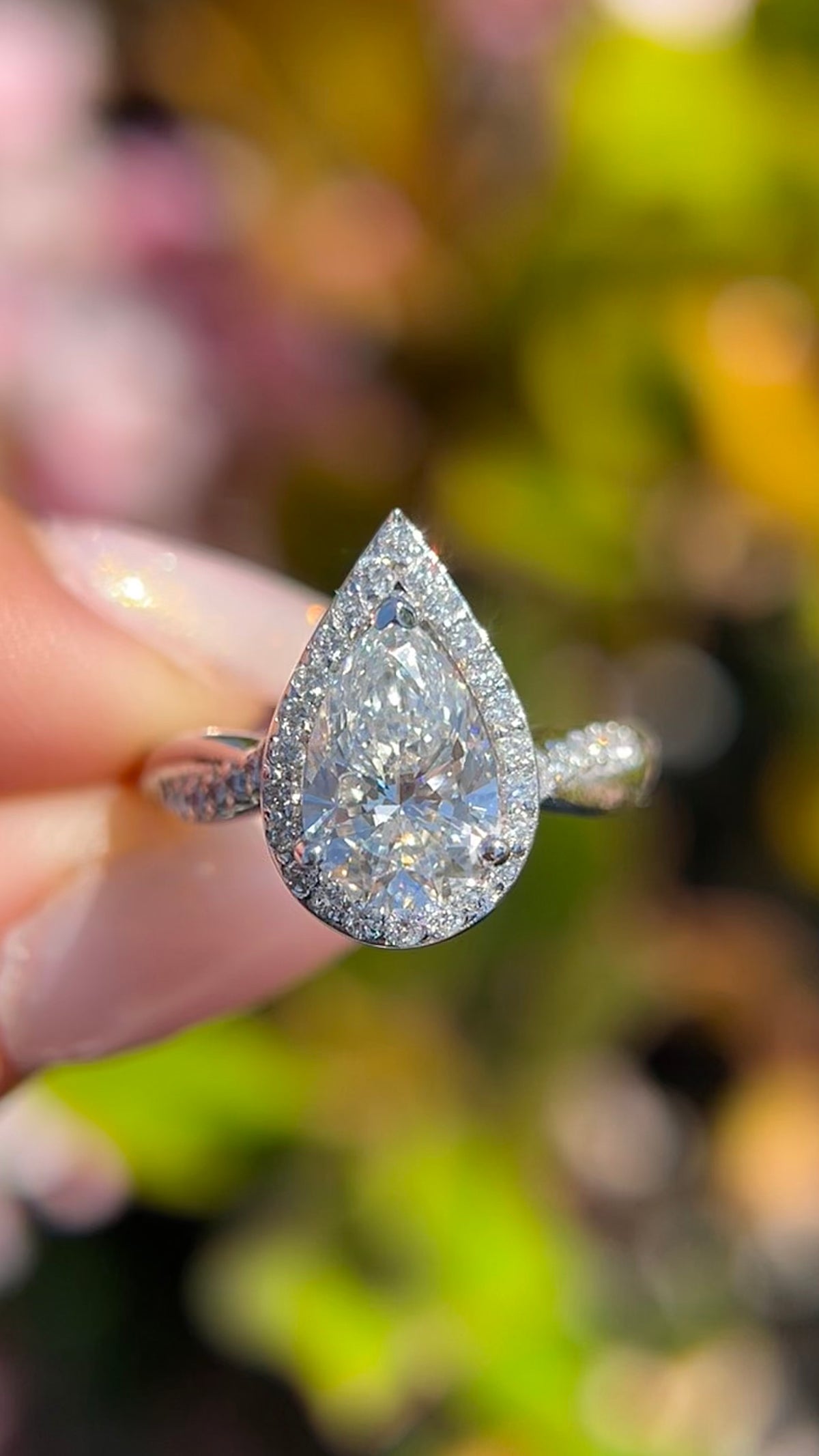 Lena Halo 2.07ct F-VS1 Pear Cut Lab Grown Diamond Engagement Ring 14K Gold