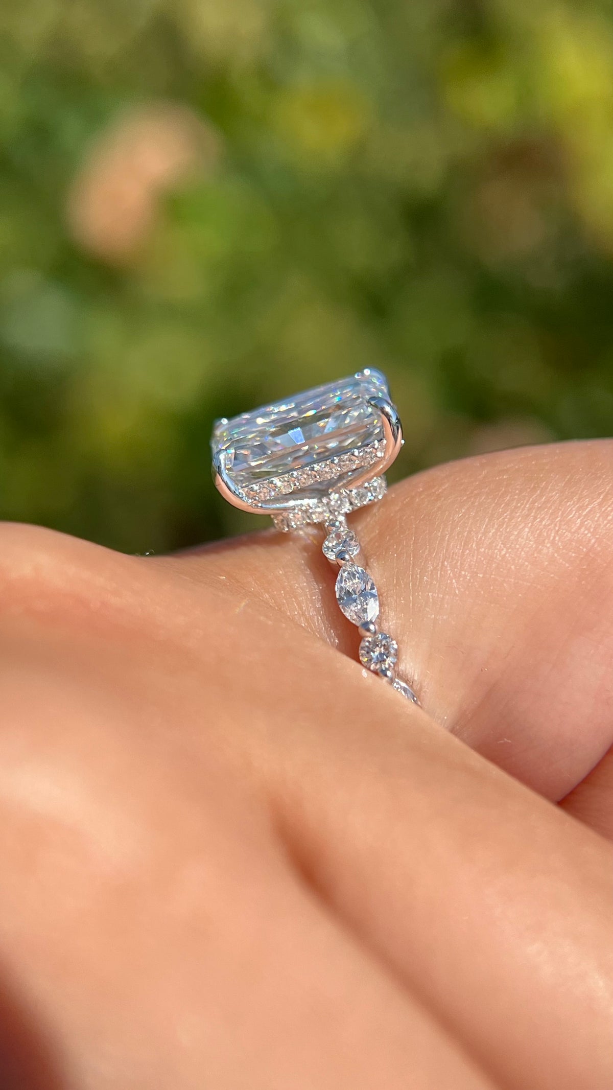 Mari 3.87ct E-VS1 Radiant Cut Lab Grown Diamond Engagement Ring 14K Gold