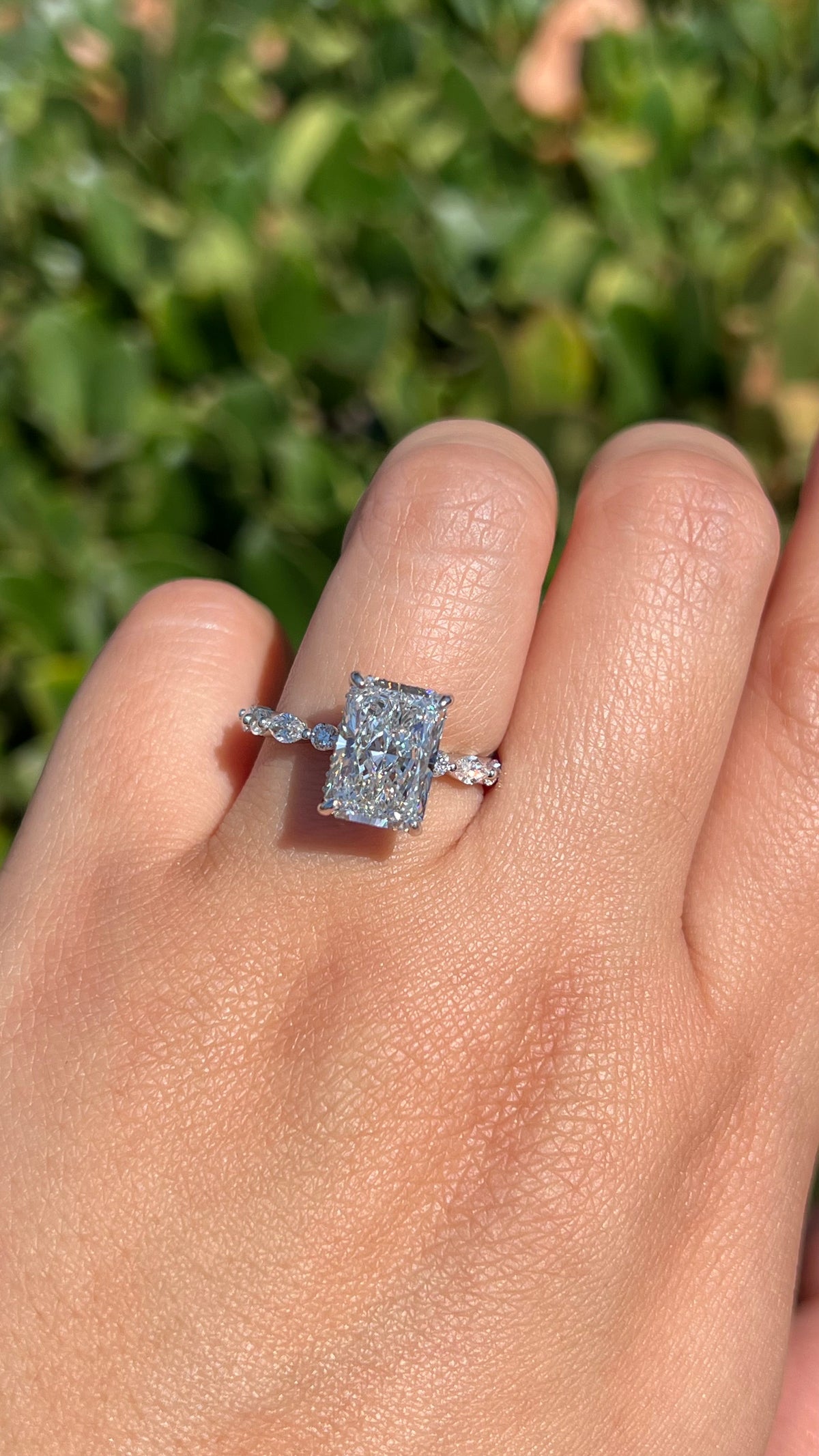 Mari 3.87ct E-VS1 Radiant Cut Lab Grown Diamond Engagement Ring 14K Gold