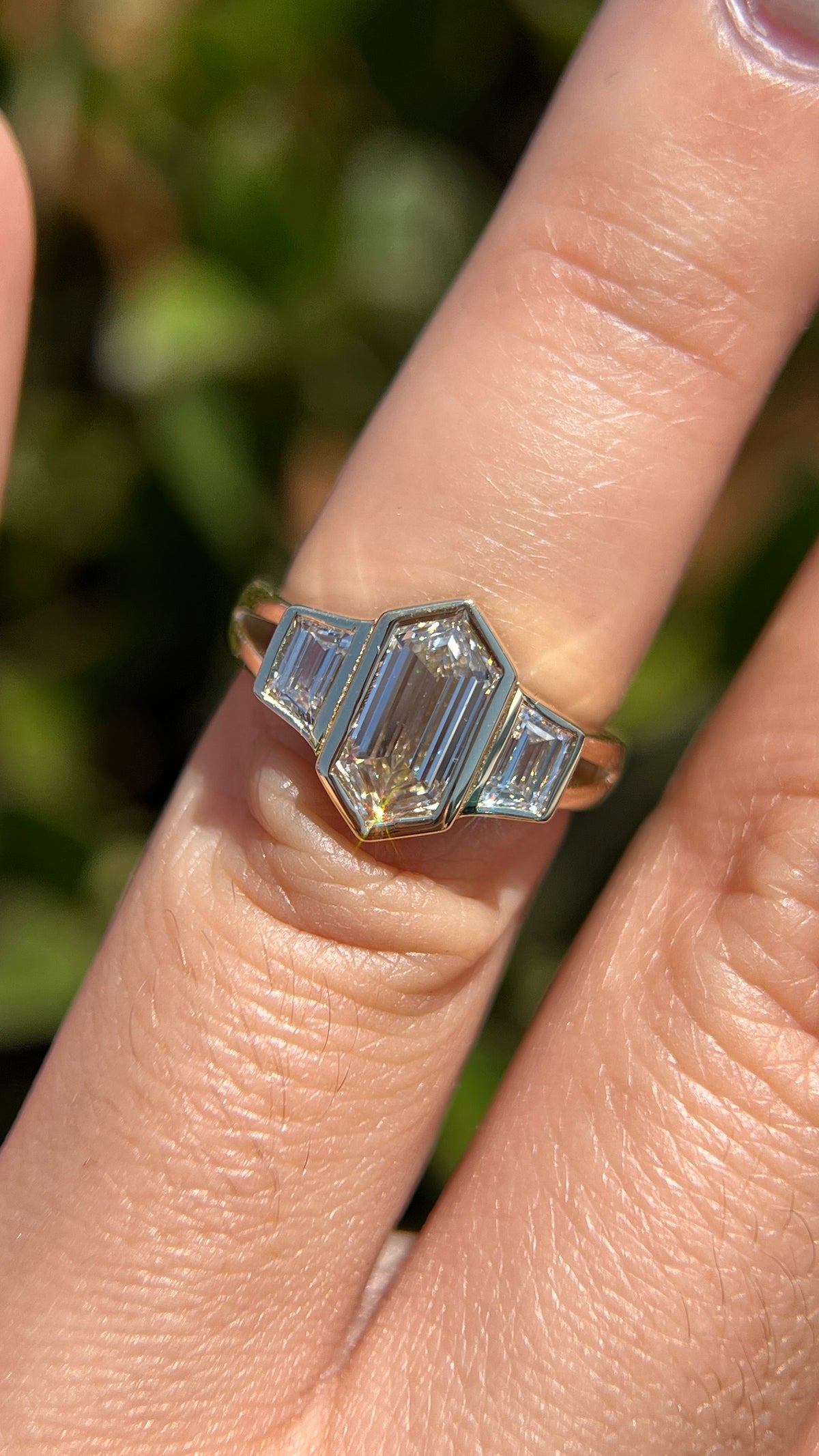 Hailey 1.57ct E-VVS2 Hexagon Cut Lab Grown Diamond Engagement Ring 14K Gold