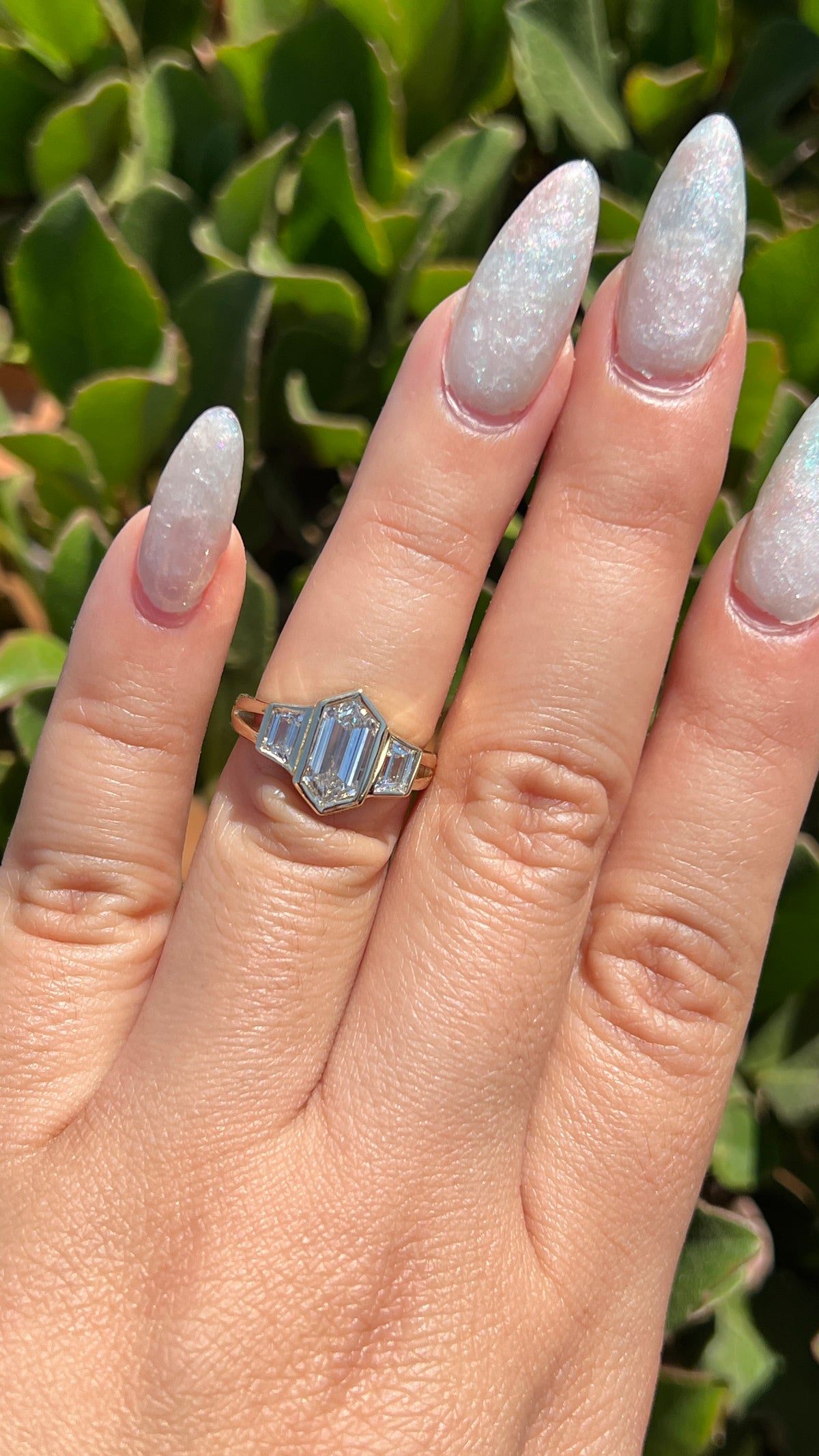 Hailey 1.57ct E-VVS2 Hexagon Cut Lab Grown Diamond Engagement Ring 14K Gold