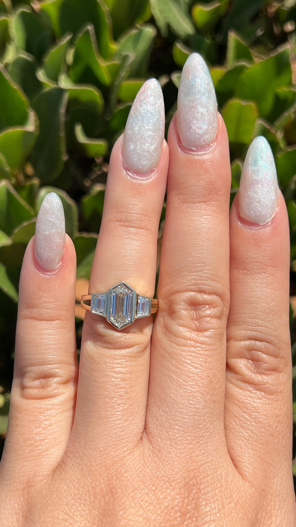 Hailey 1.57ct E-VVS2 Hexagon Cut Lab Grown Diamond Engagement Ring 14K Gold