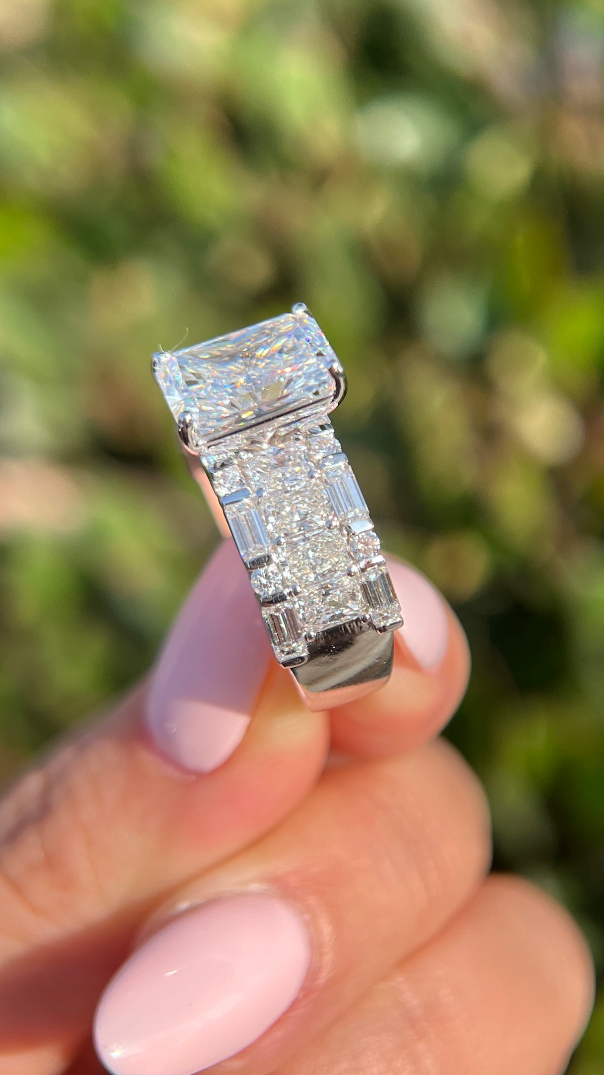 Debi 4.09ct E-VS1 Radiant Cut Lab Grown Diamond Engagement Ring 14K Gold