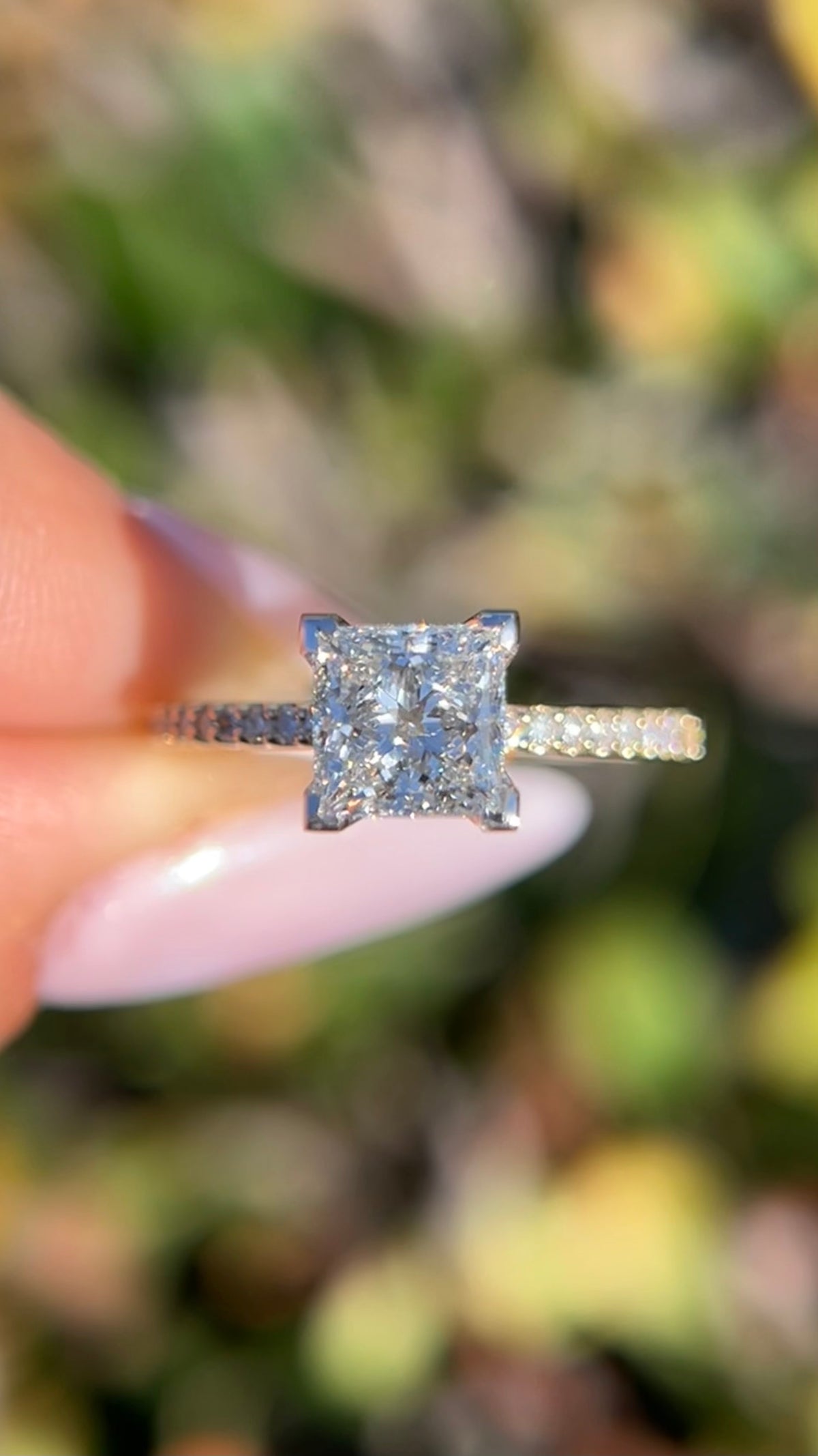 Jada 1.60ct E-VS1 Princess Cut Lab Grown Diamond Engagement Ring 14K Gold (Two-Tone) High-Profile