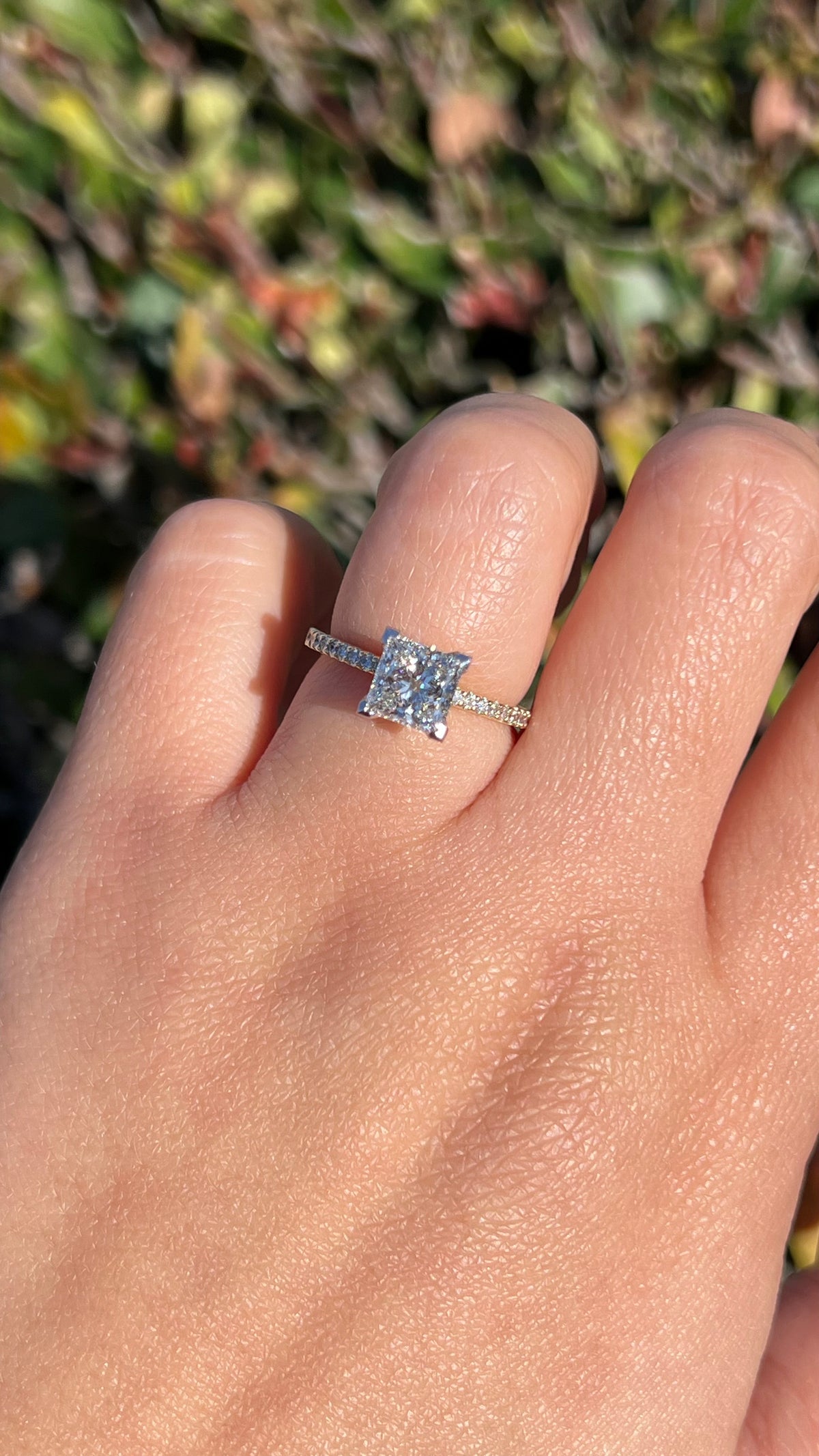 Jada 1.60ct E-VS1 Princess Cut Lab Grown Diamond Engagement Ring 14K Gold (Two-Tone) High-Profile