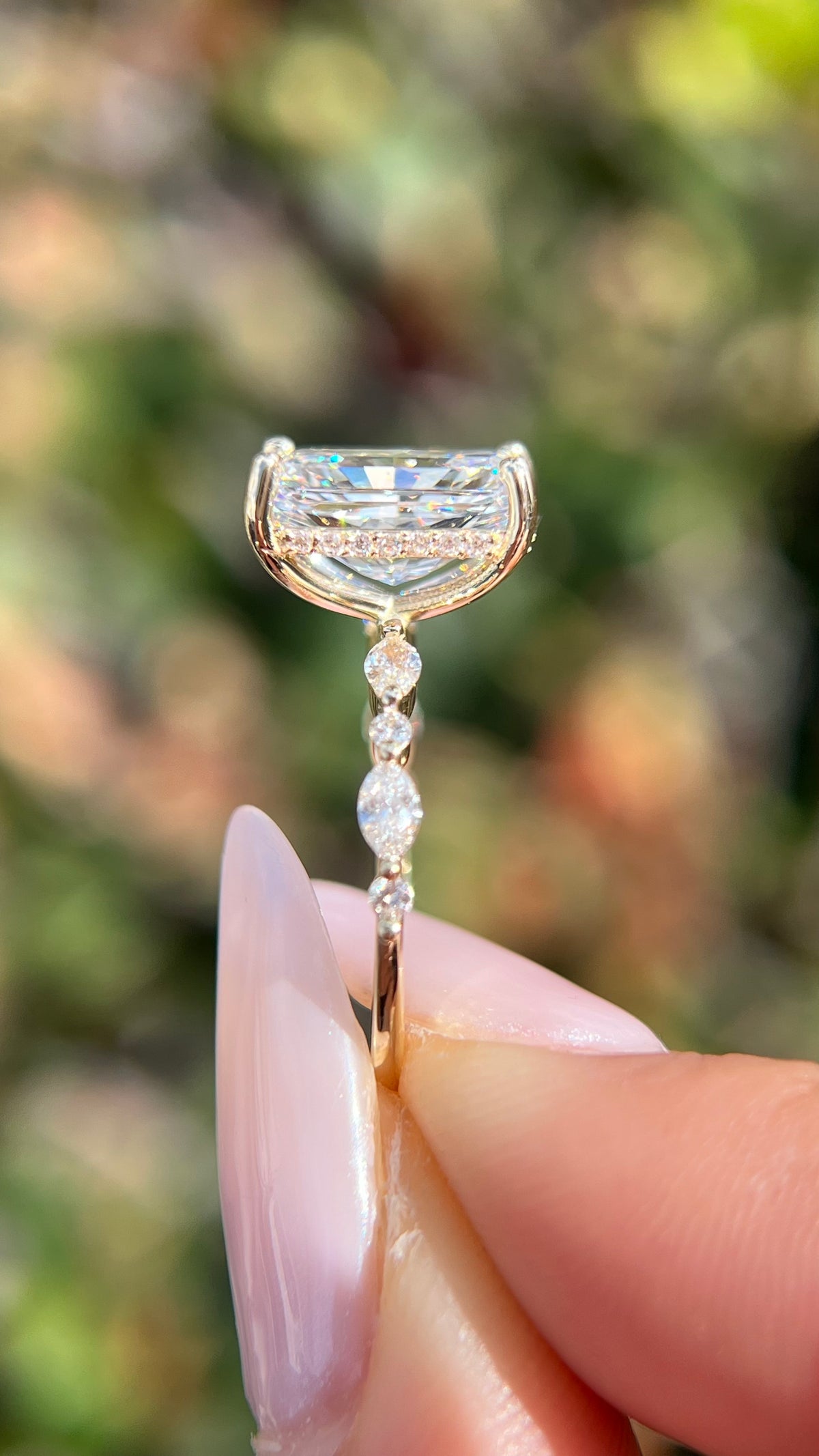 Myra 3.87ct E-VS1 Radiant Cut Lab Grown Diamond Engagement Ring 14K Gold