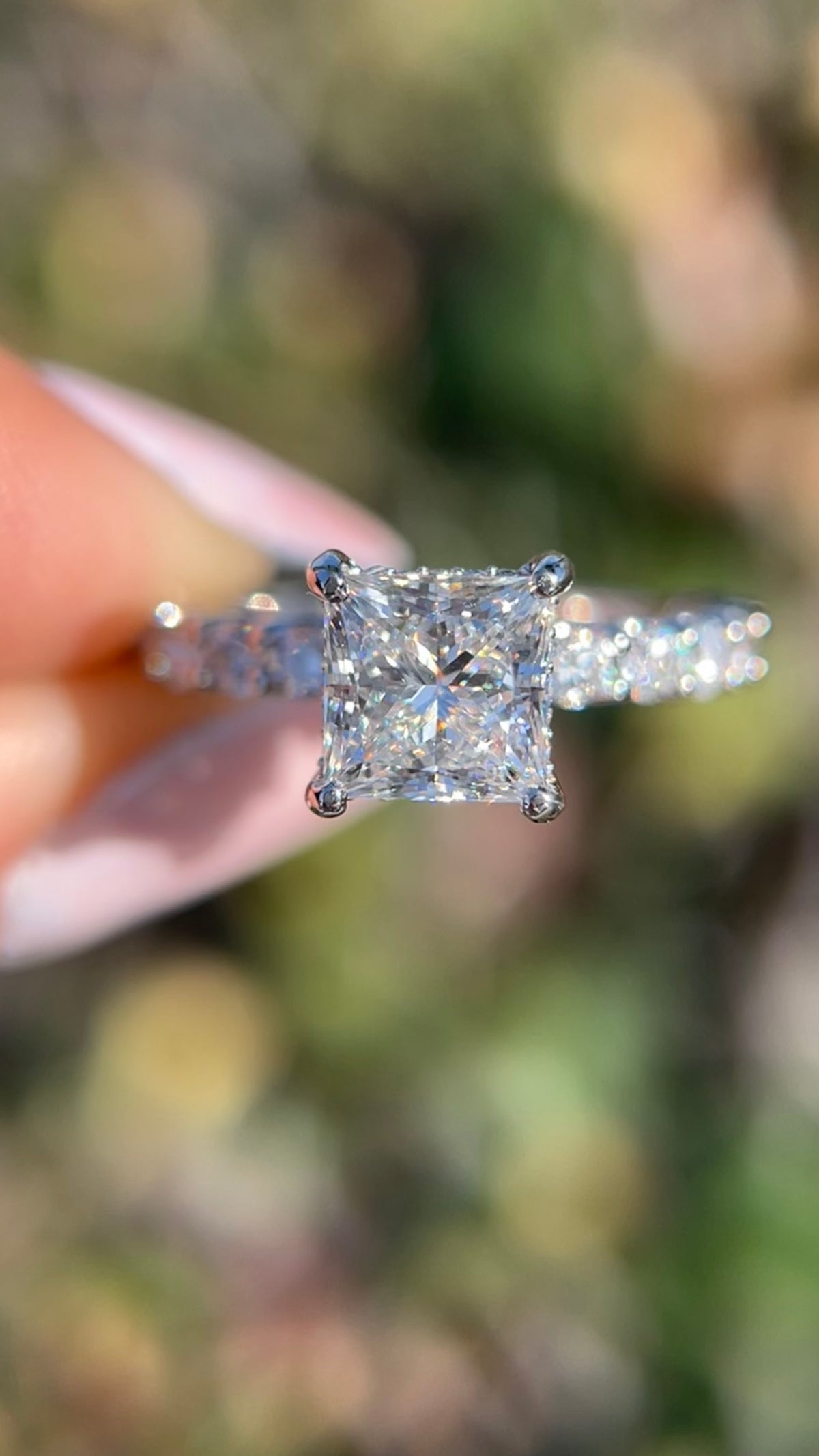 Carli 2.57ct F-VS1 Princess Cut Lab Grown Diamond Engagement Ring 14K Gold