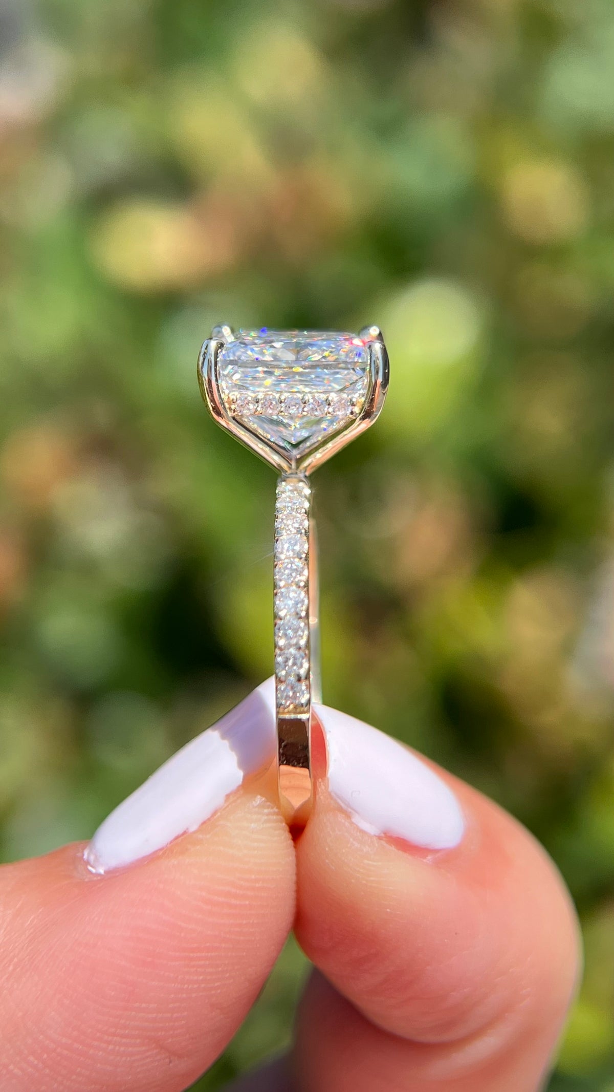 Jada 3.84ct F-VS1 Princess Lab Diamond Engagement Ring 14K Gold