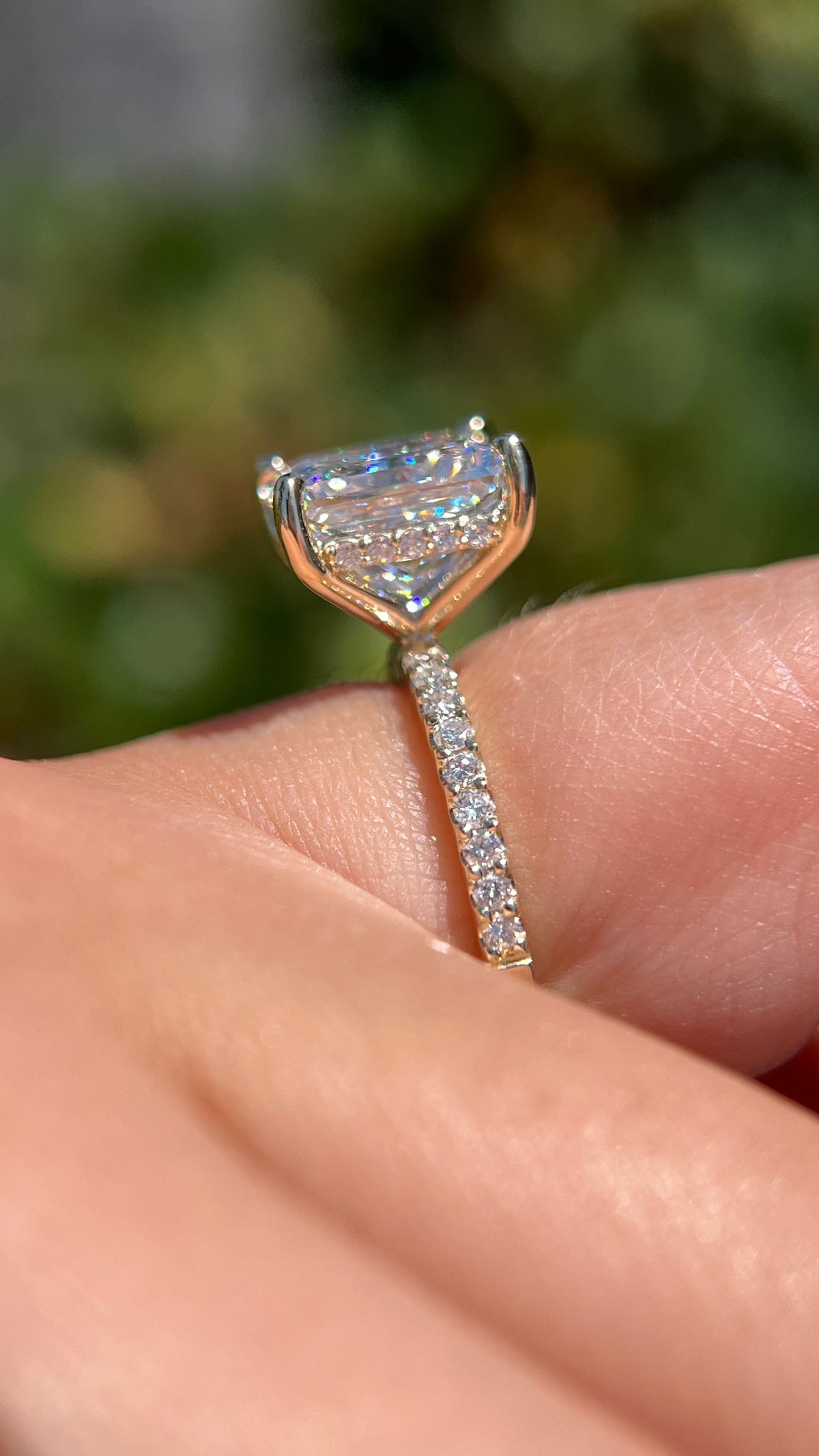 Jada 3.84ct F-VS1 Princess Lab Diamond Engagement Ring 14K Gold