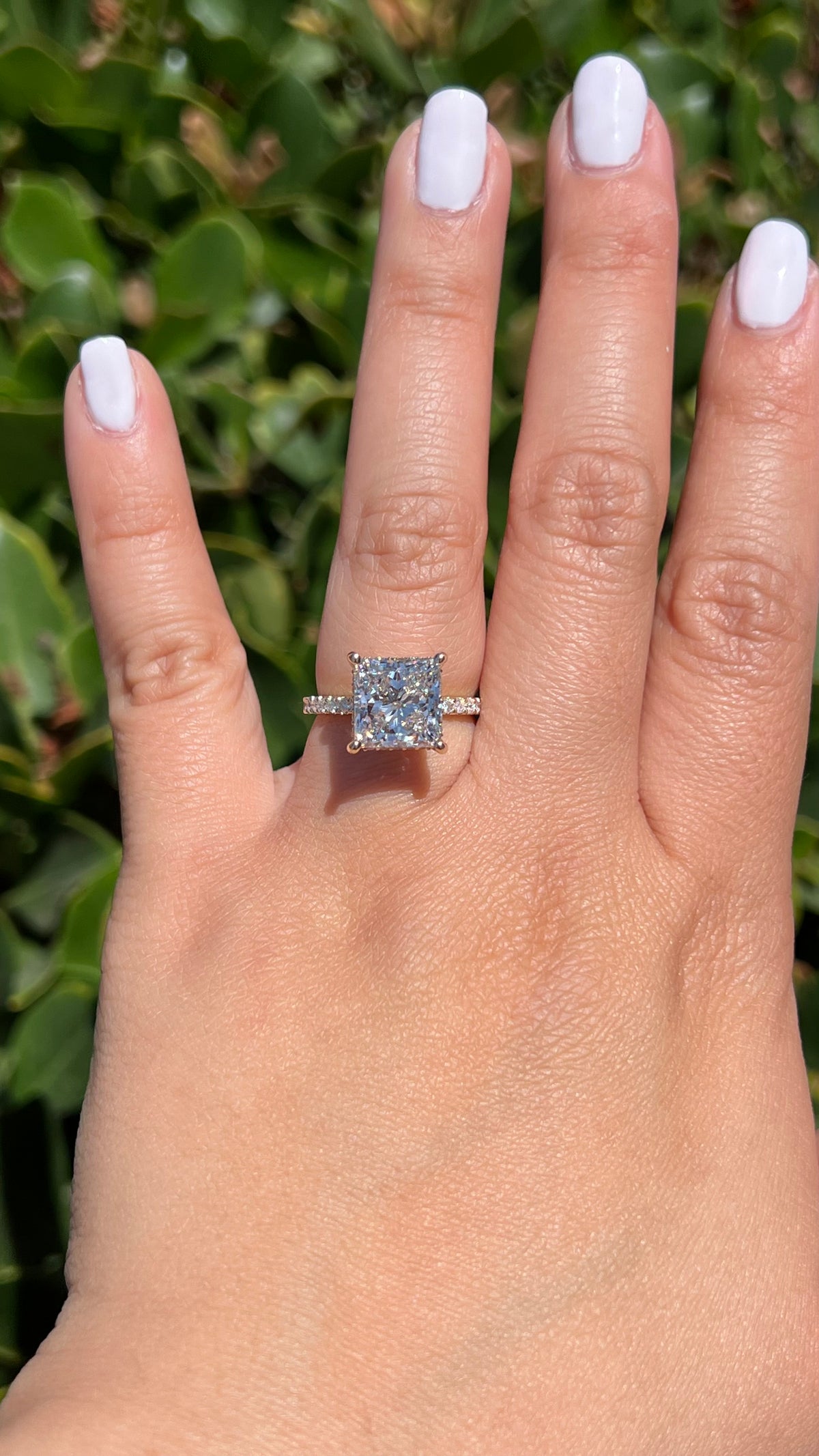 Jada 3.84ct F-VS1 Princess Lab Diamond Engagement Ring 14K Gold