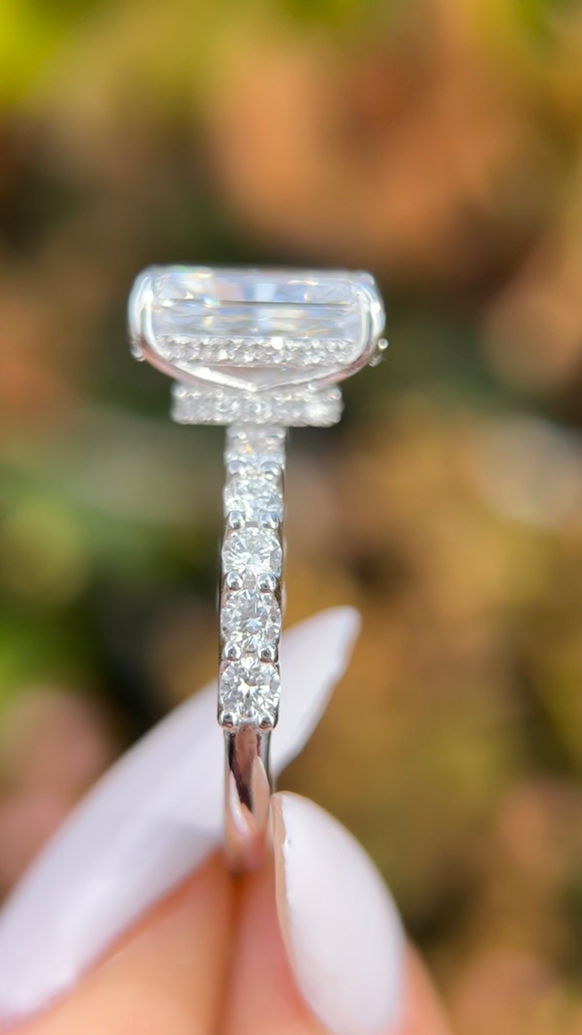 Carli 4.09ct E-VS1 Radiant Cut Lab Grown Diamond Engagement Ring 14K Gold