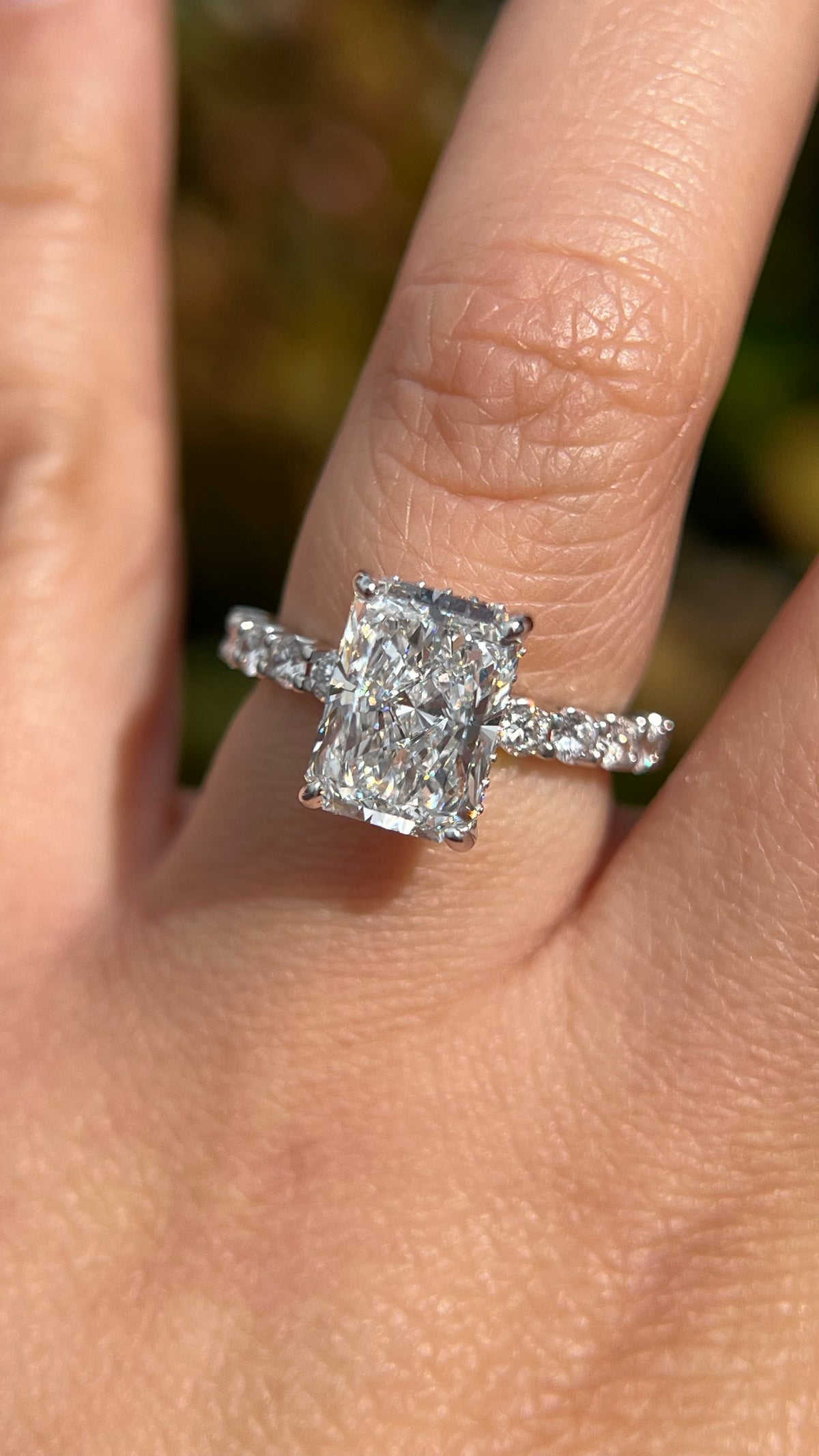 Carli 4.09ct E-VS1 Radiant Cut Lab Grown Diamond Engagement Ring 14K Gold