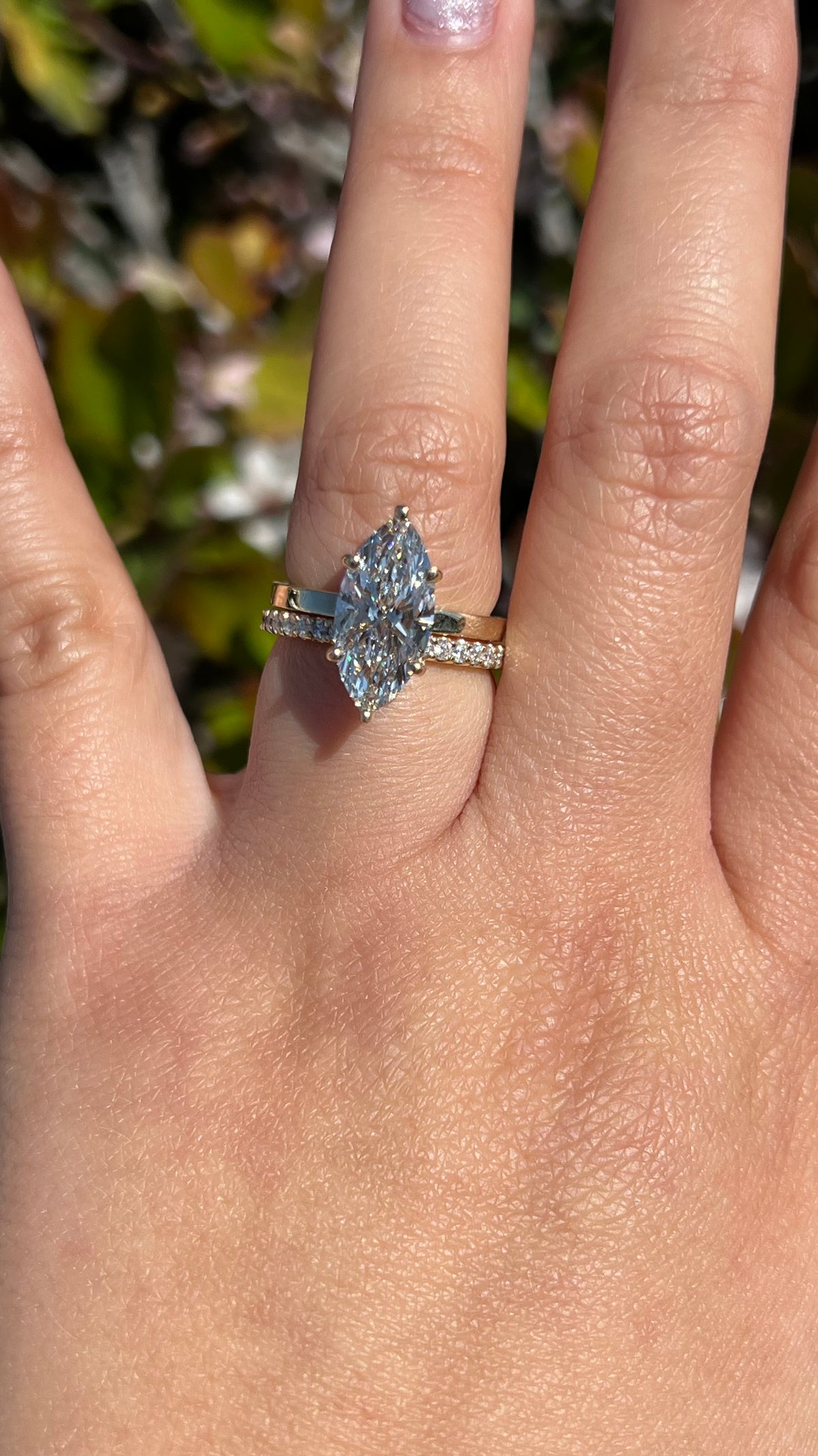 Andrea 3.03ct F-VS1 Marquise Cut Lab Grown Diamond Engagement Ring 14K Gold