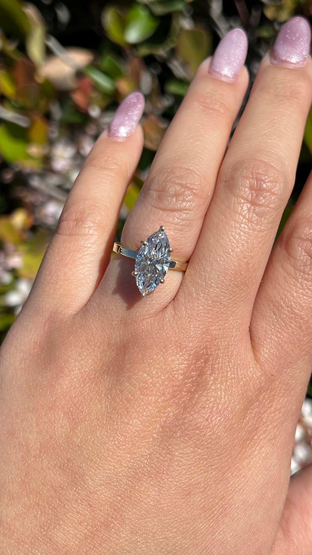 Andrea 3.03ct F-VS1 Marquise Cut Lab Grown Diamond Engagement Ring 14K Gold