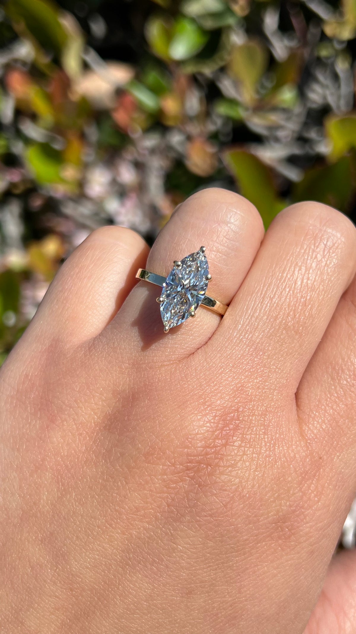 Andrea 3.03ct F-VS1 Marquise Cut Lab Grown Diamond Engagement Ring 14K Gold