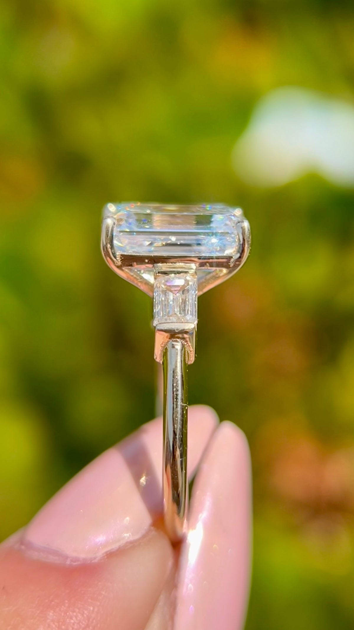 Everly 5.35ct E-VS1 Emerald Cut Lab Grown Diamond Engagement Ring 14K Gold