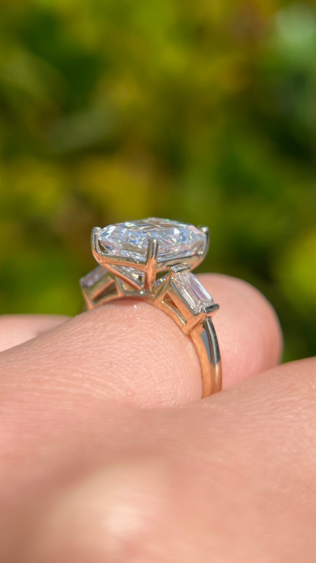 Everly 5.35ct E-VS1 Emerald Cut Lab Grown Diamond Engagement Ring 14K Gold