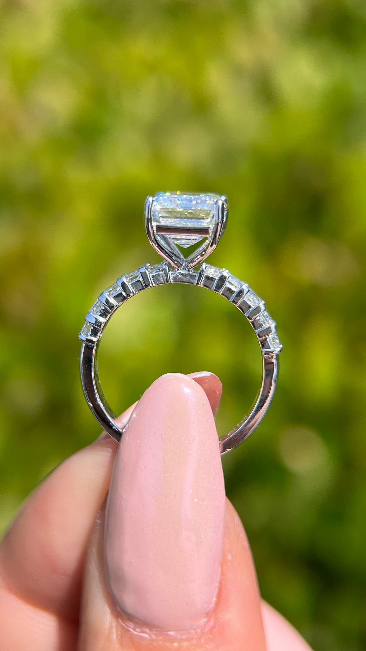 Reyna 4.03ct E-VS1 Emerald Cut Lab Grown Diamond Engagement Ring 14K Gold
