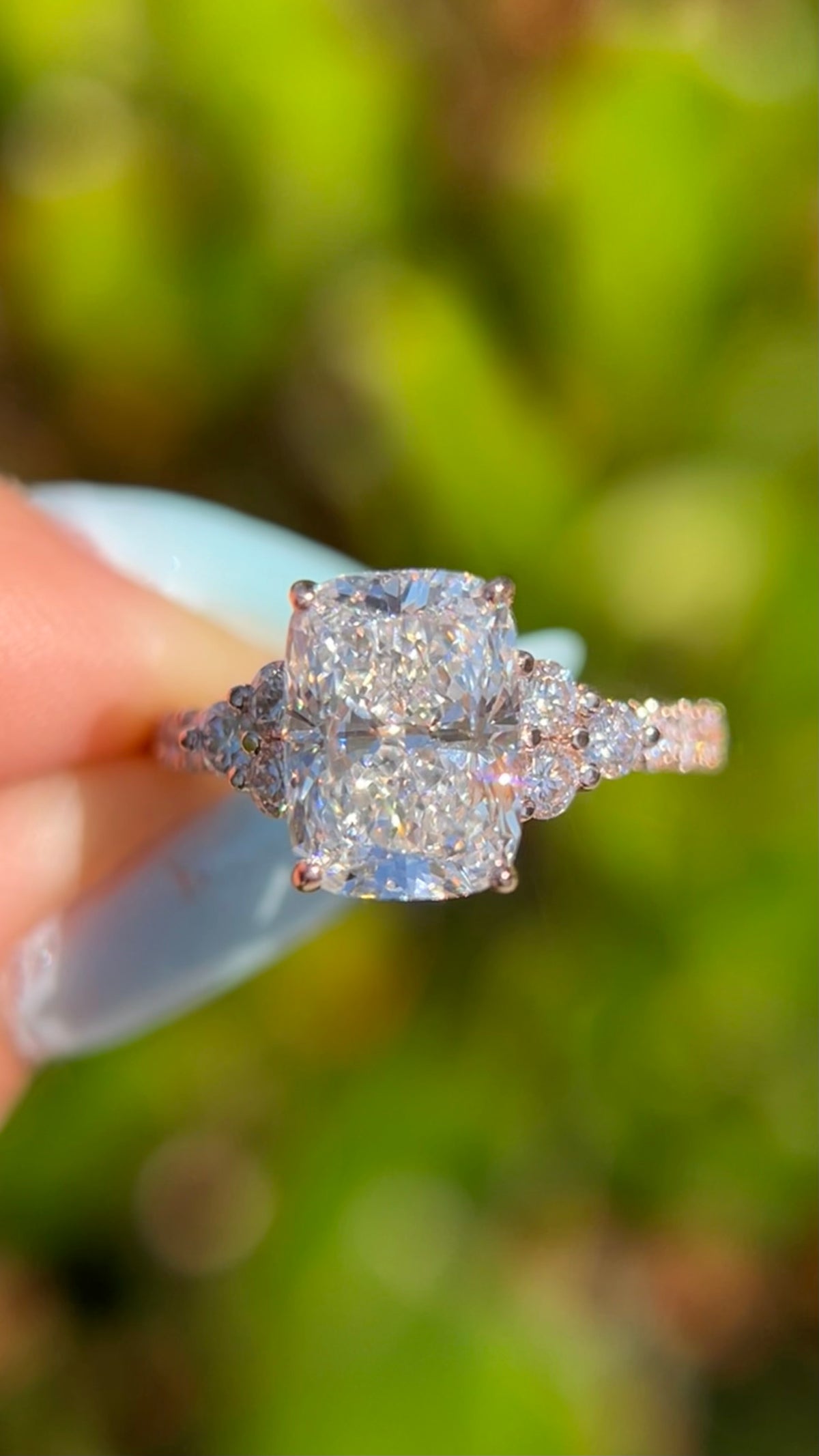 Rhea 3.09ct E-VS1 Elongated Cushion Lab Diamond Engagement Ring 14K Gold