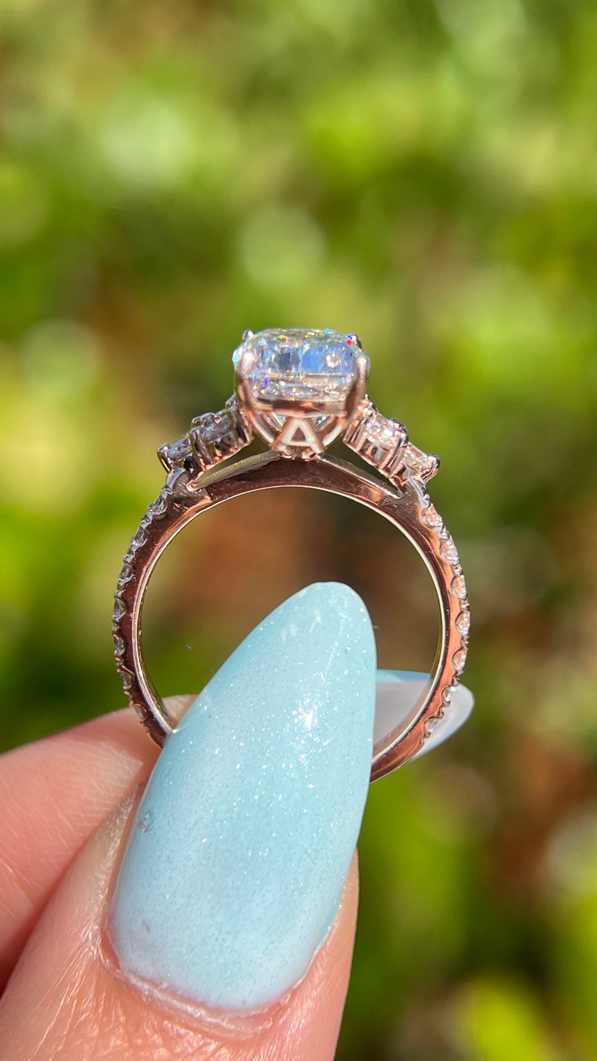 Rhea 3.09ct E-VS1 Elongated Cushion Lab Diamond Engagement Ring 14K Gold