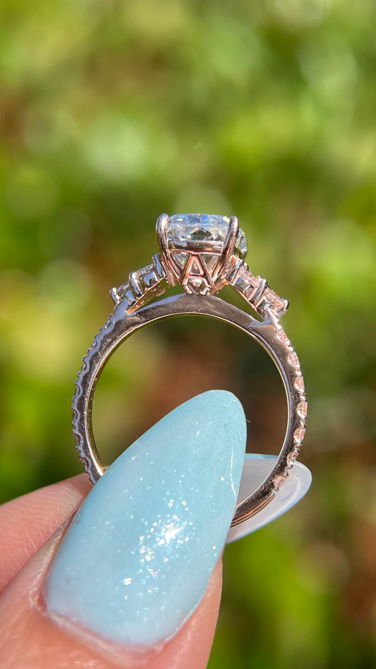 Rhea 3.09ct E-VS1 Elongated Cushion Lab Diamond Engagement Ring 14K Gold