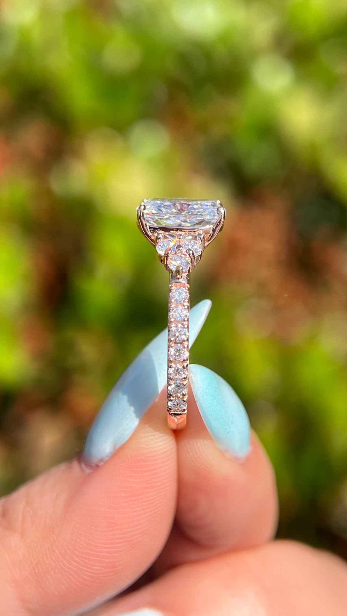 Rhea 3.09ct E-VS1 Elongated Cushion Lab Diamond Engagement Ring 14K Gold