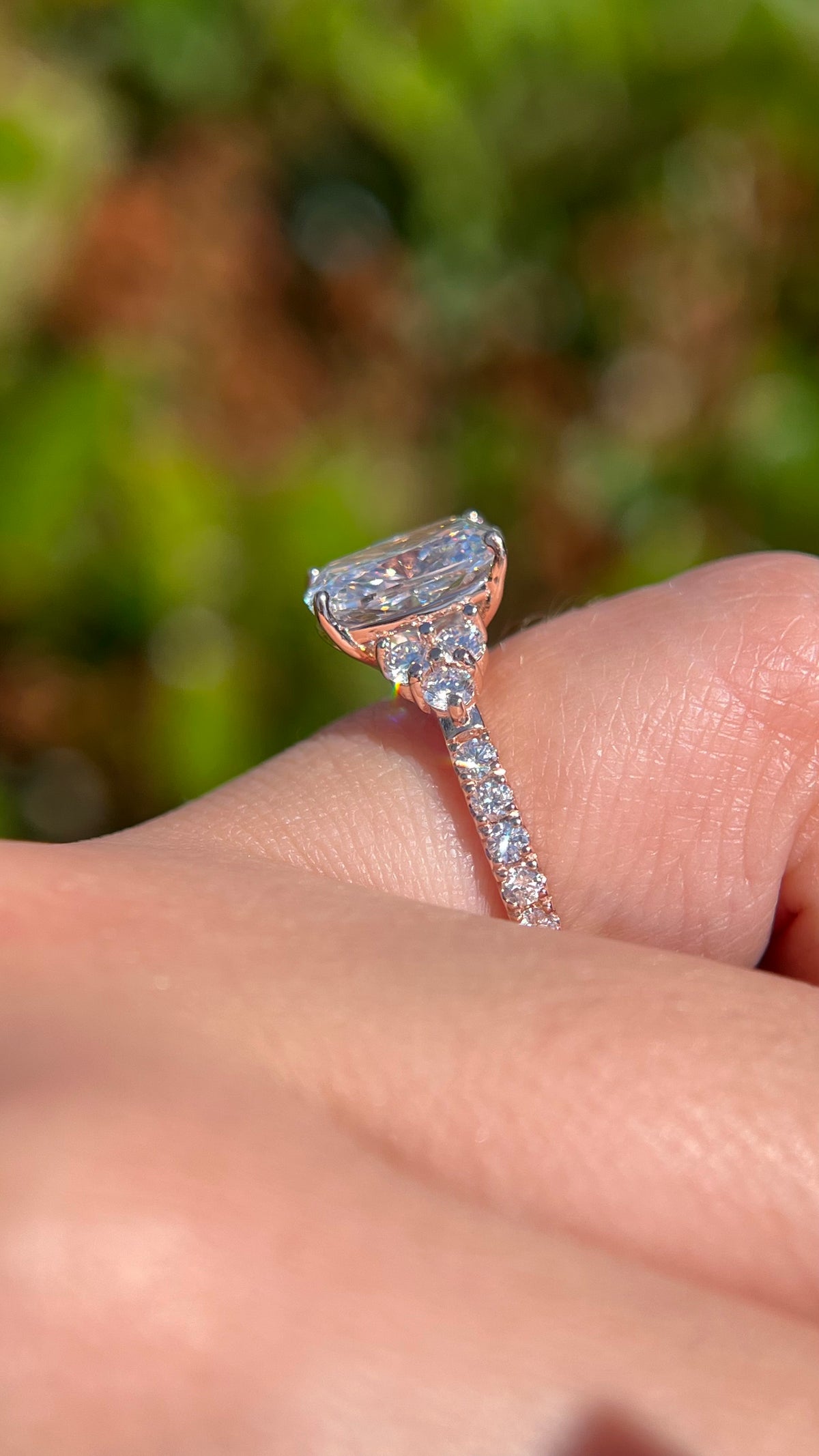 Rhea 3.09ct E-VS1 Elongated Cushion Lab Diamond Engagement Ring 14K Gold