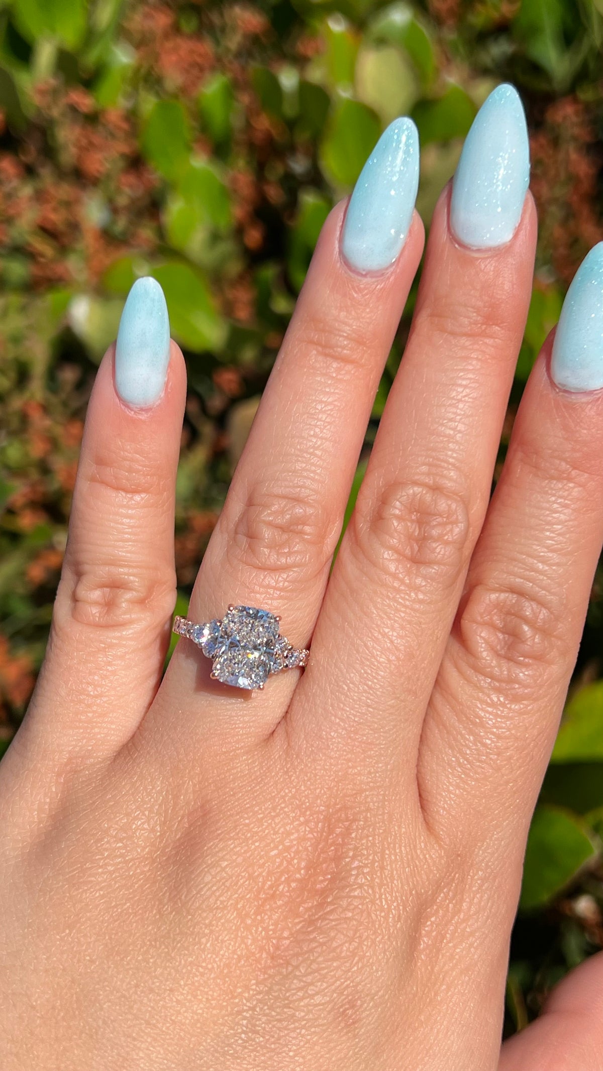 Rhea 3.09ct E-VS1 Elongated Cushion Lab Diamond Engagement Ring 14K Gold