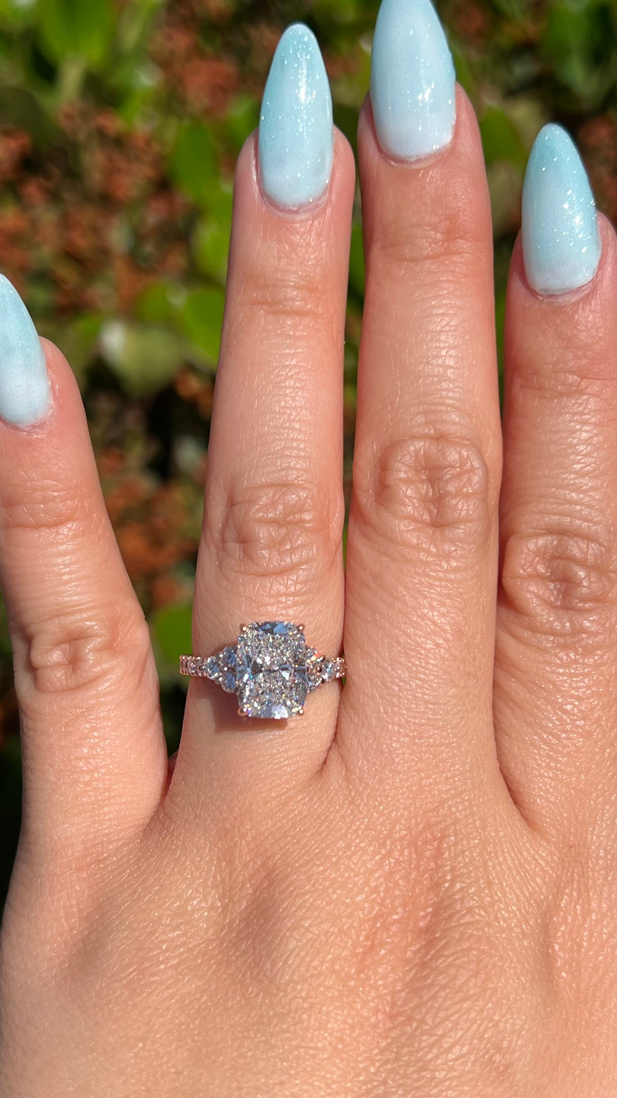 Rhea 3.09ct E-VS1 Elongated Cushion Lab Diamond Engagement Ring 14K Gold