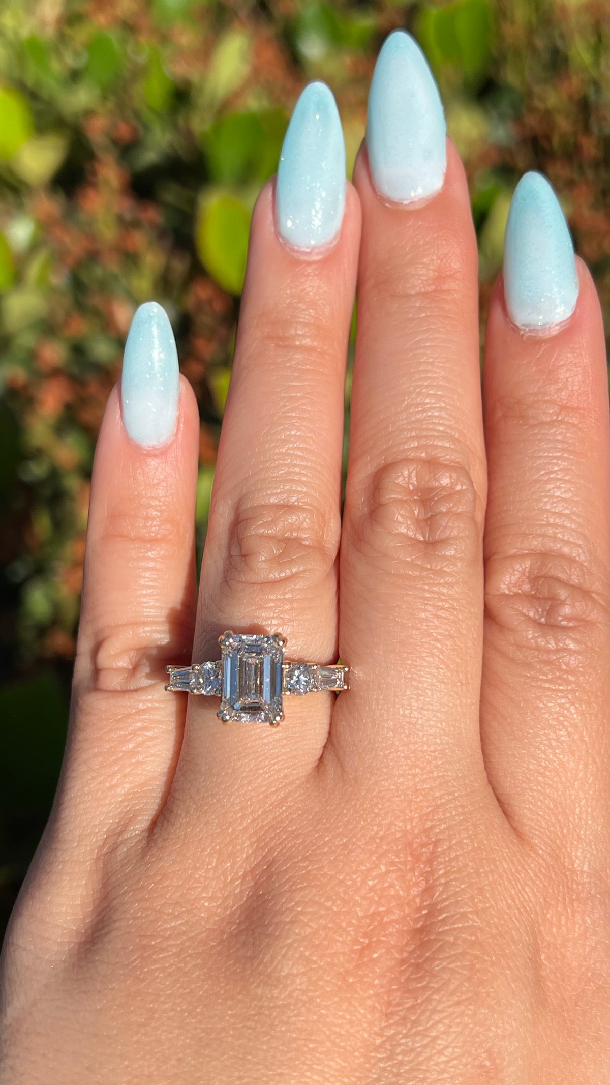 Blaire 3.10ct E-VS1 Emerald Cut Lab Grown Diamond Engagement Ring 14K Gold