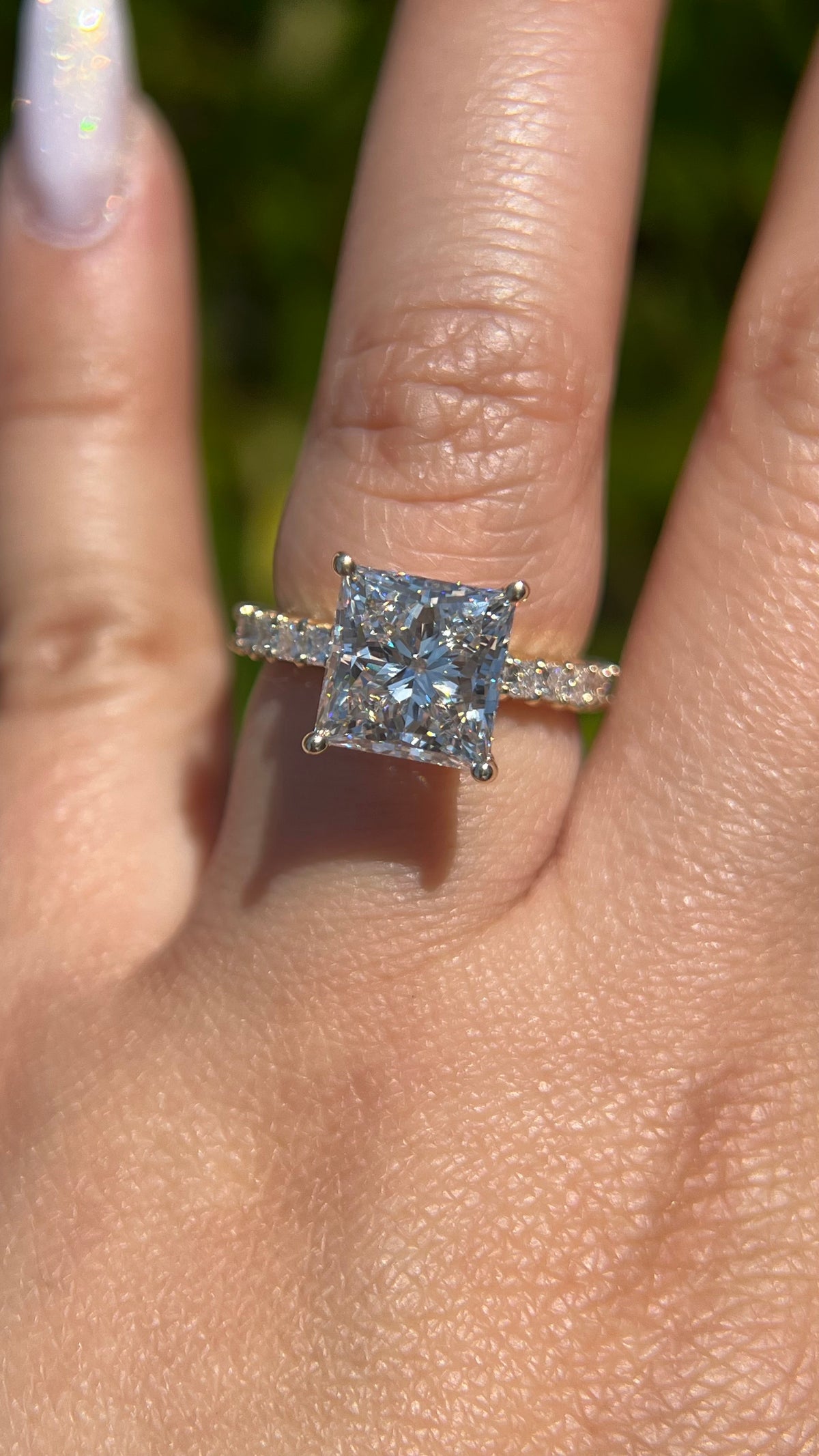 Primm 4.63ct F-VS1 Princess Cut Lab Grown Diamond Engagement Ring 14K Gold