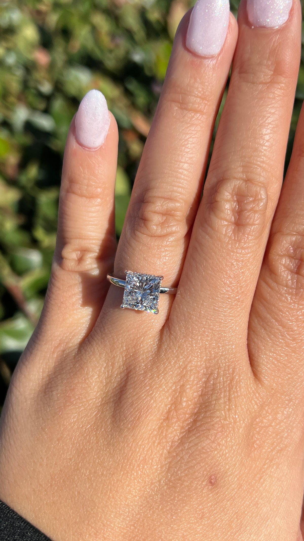 Sandy 3.02ct E-VS1 Princess Cut Lab Grown Diamond Engagement Ring 14K Gold