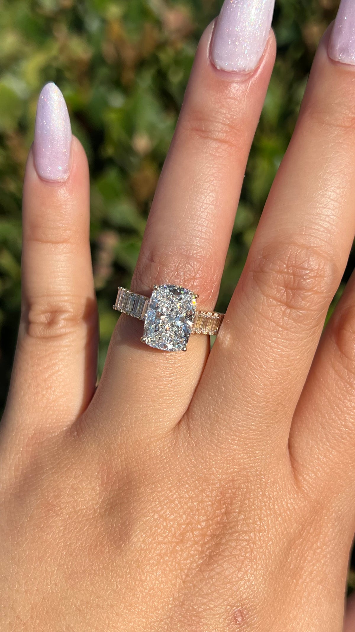 Emerson 4.10ct E-VS1 Elongated Cushion Cut Lab Grown Diamond Engagement Ring 14K Gold