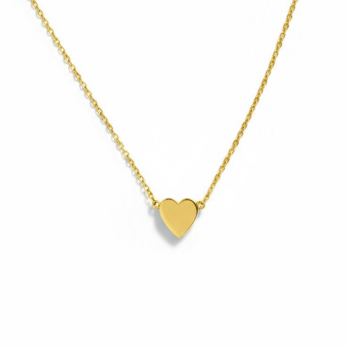 1.1mm Cable Chain w/ Engravable Plain Gold Heart Necklace 14K Gold DFN012