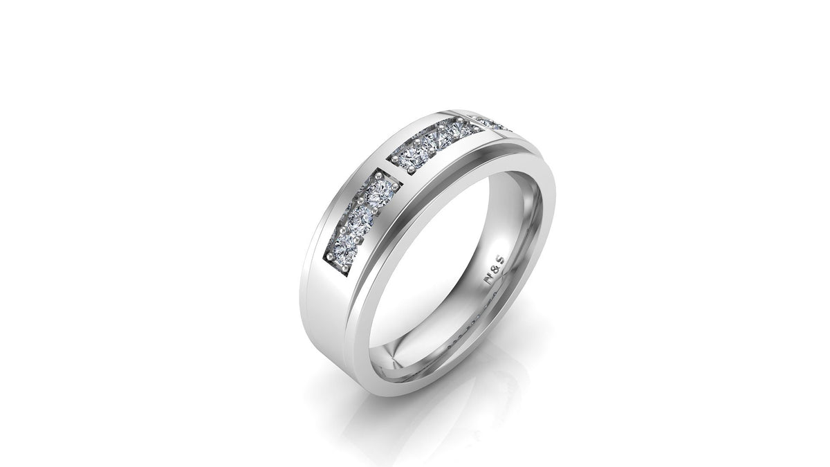 Men's 0.42ct tw Justin Triple Section Diamond Wedding Ring 14K Gold MR004