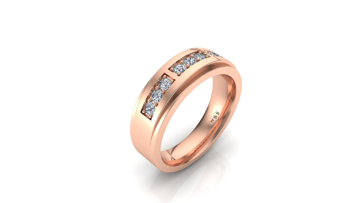 Men's 0.42ct tw Justin Triple Section Diamond Wedding Ring 14K Gold MR004